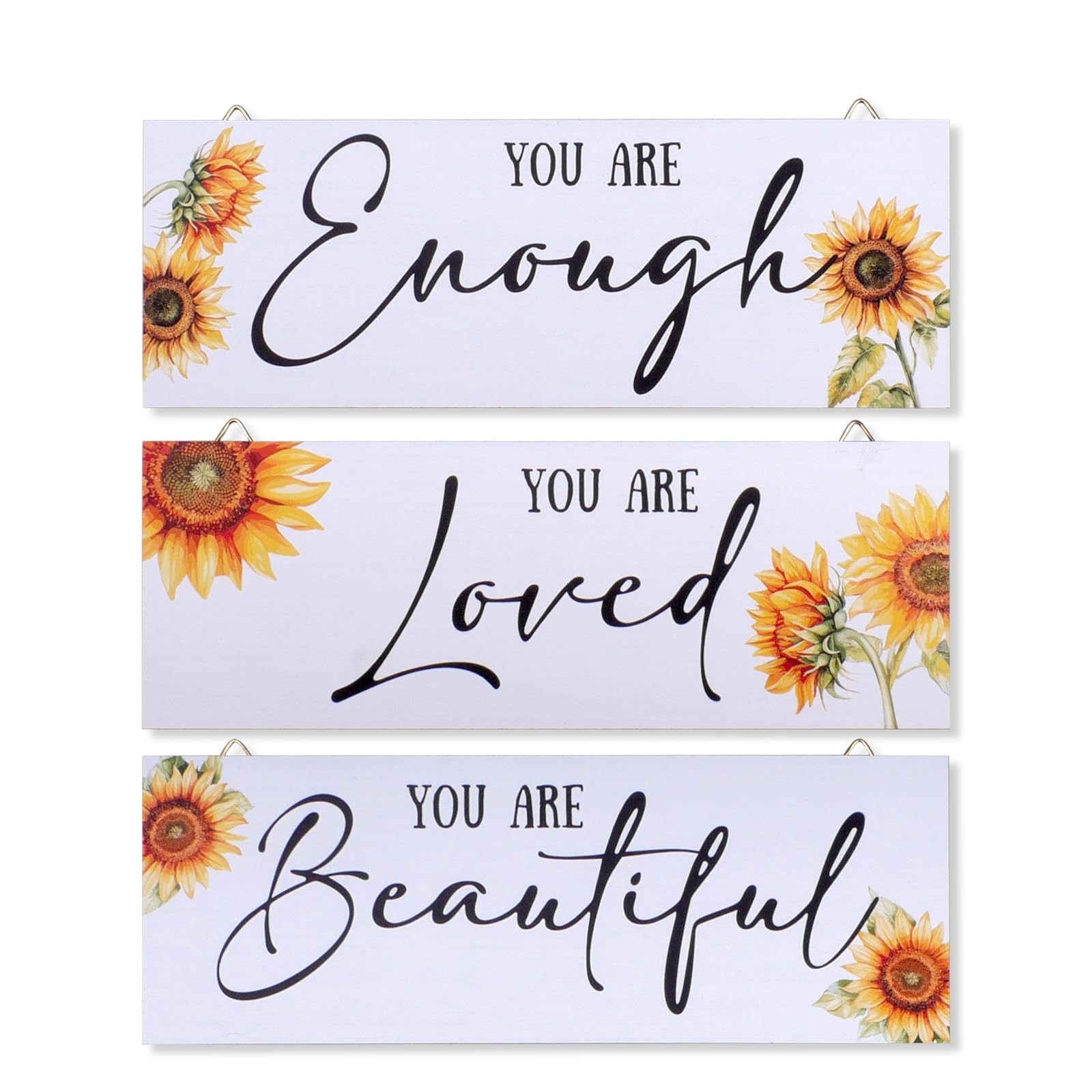 3 Pieces Sunflower Wall Decor 11 Inches Wooden Sunflower Wall Art Decor, Rust…