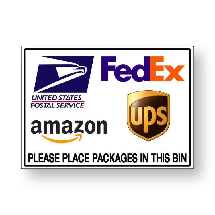 Delivery Instructions Please Place Packages In Bin Sign / Decal / Usps Ms037