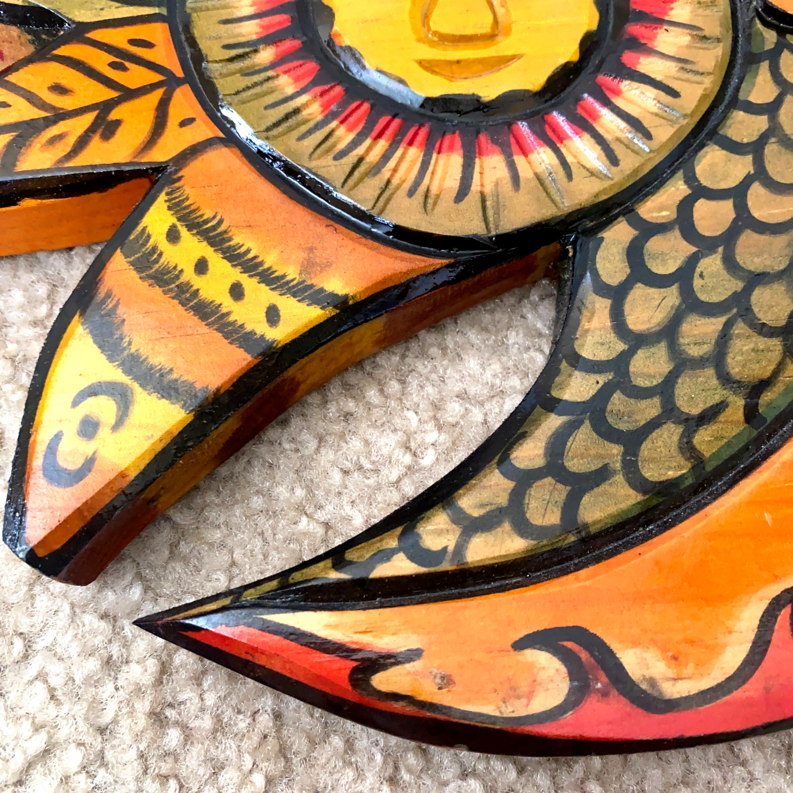 VTG Wooden Sun Moon Double Face 11″ Wall Plaque Celestial Whimsigoth Magical