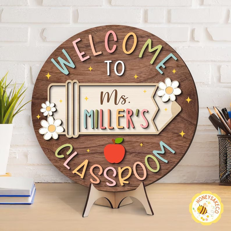 Personalized 3D Teacher Name Door Sign, Teacher Appreciation Classroom Decor
