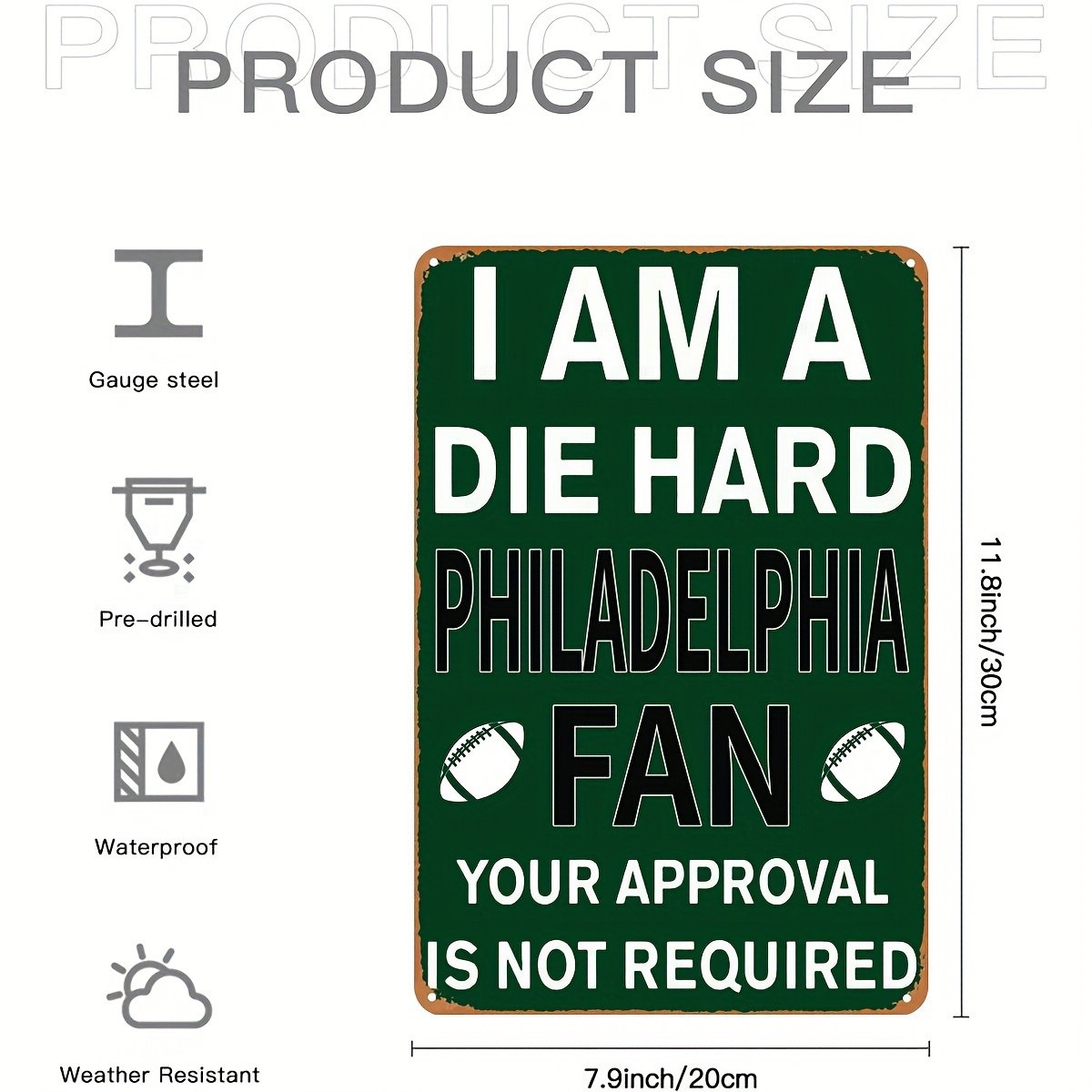 One Piece “I’m a Diehard Philadelphia Fan” Football Creative Tin Metal Signs Pai