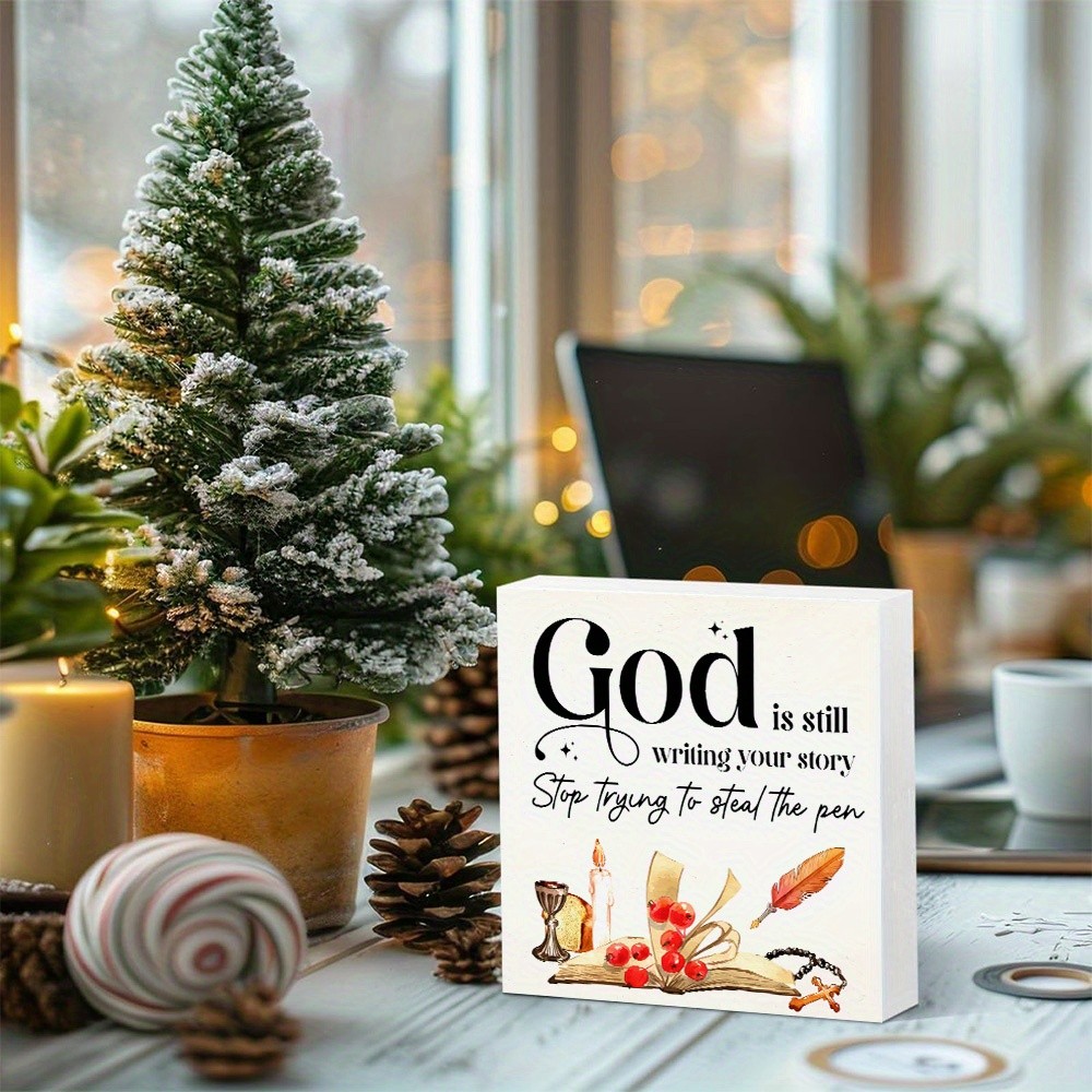2D Christian Gift “God is Still Writing Your Story” Bible Verse Sign Decoration