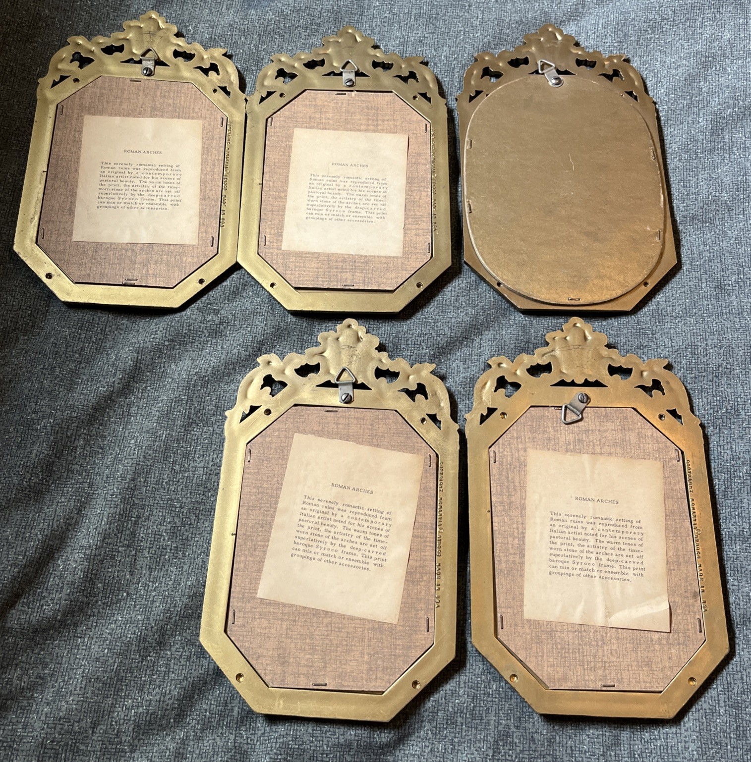 Vintage Syroco Roman Arches Wall Plaques Gold Baroque Mid Century Modern USA