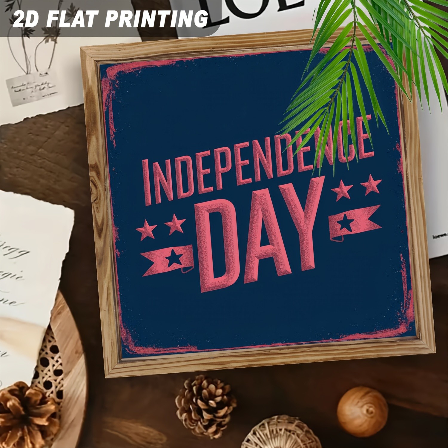 Independence Day Typography Wall Art, Patriotic Holiday Home Decor