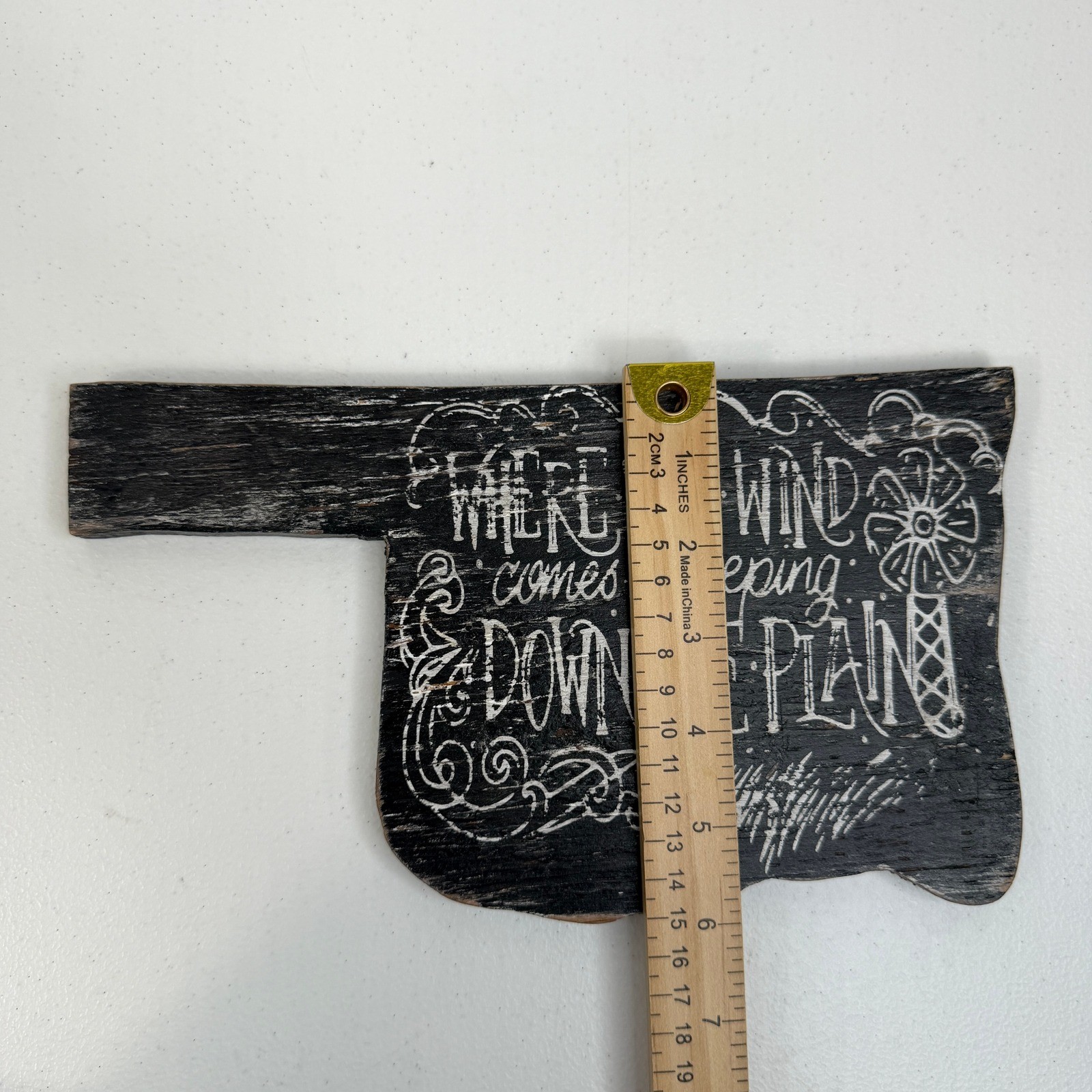 Wooden Oklahoma State Sign Small Black Rustic Lyrics Decor Wind Sweeping Plains