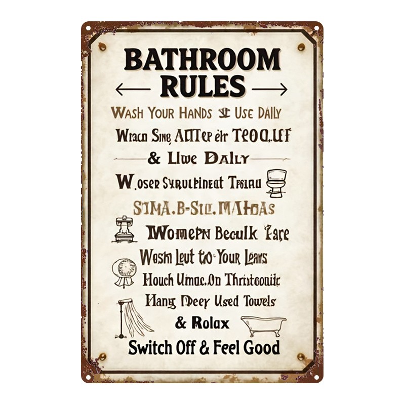 Metal Bathroom Sign Vintage English Decor 8X12 Inches