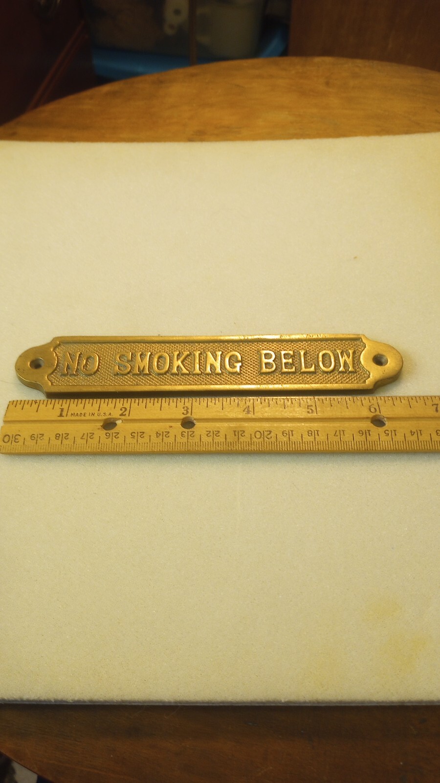 Vintage Brass “No Smoking Below” Plaque/Sign – See full description