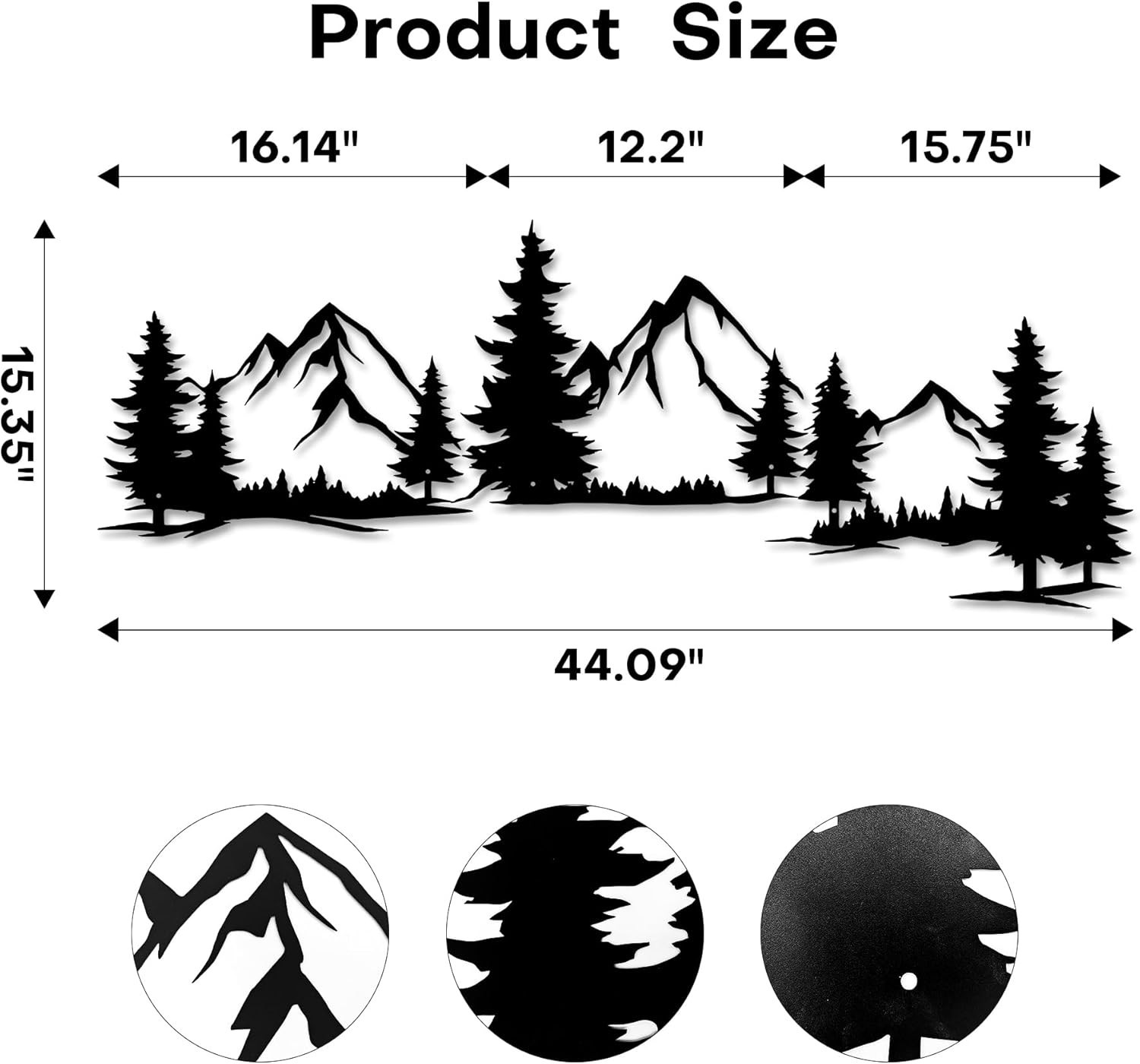 15.35 * 44.09 Inchs Mountain and Forest Metal Wall Decor Horizontal Wall Art …