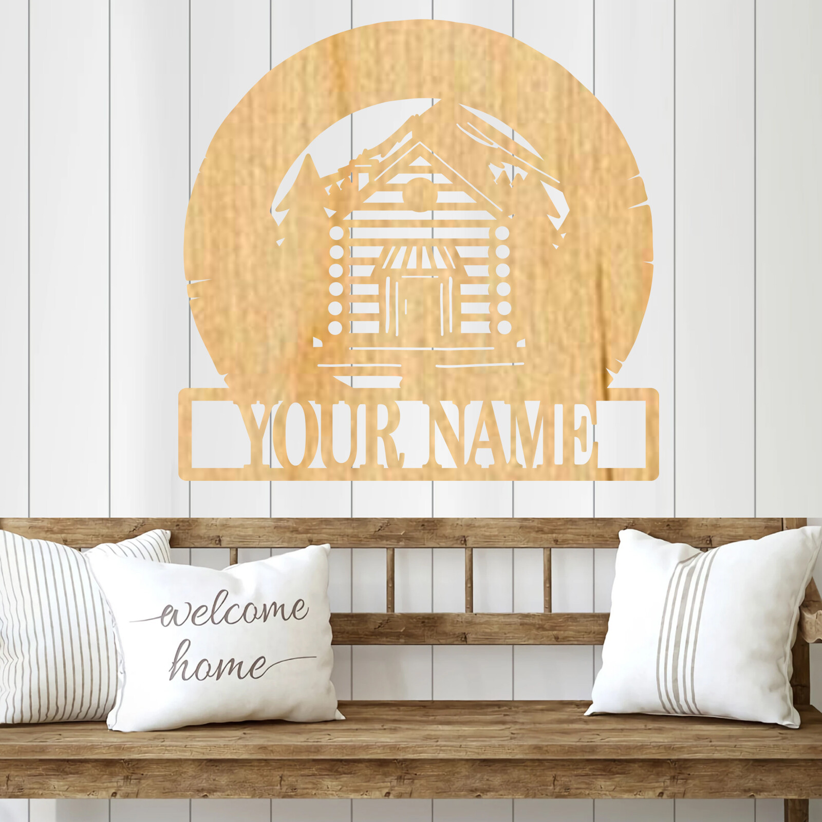 Personalized Log Cabin Name sign, Wood plaque sign,wood Crafts