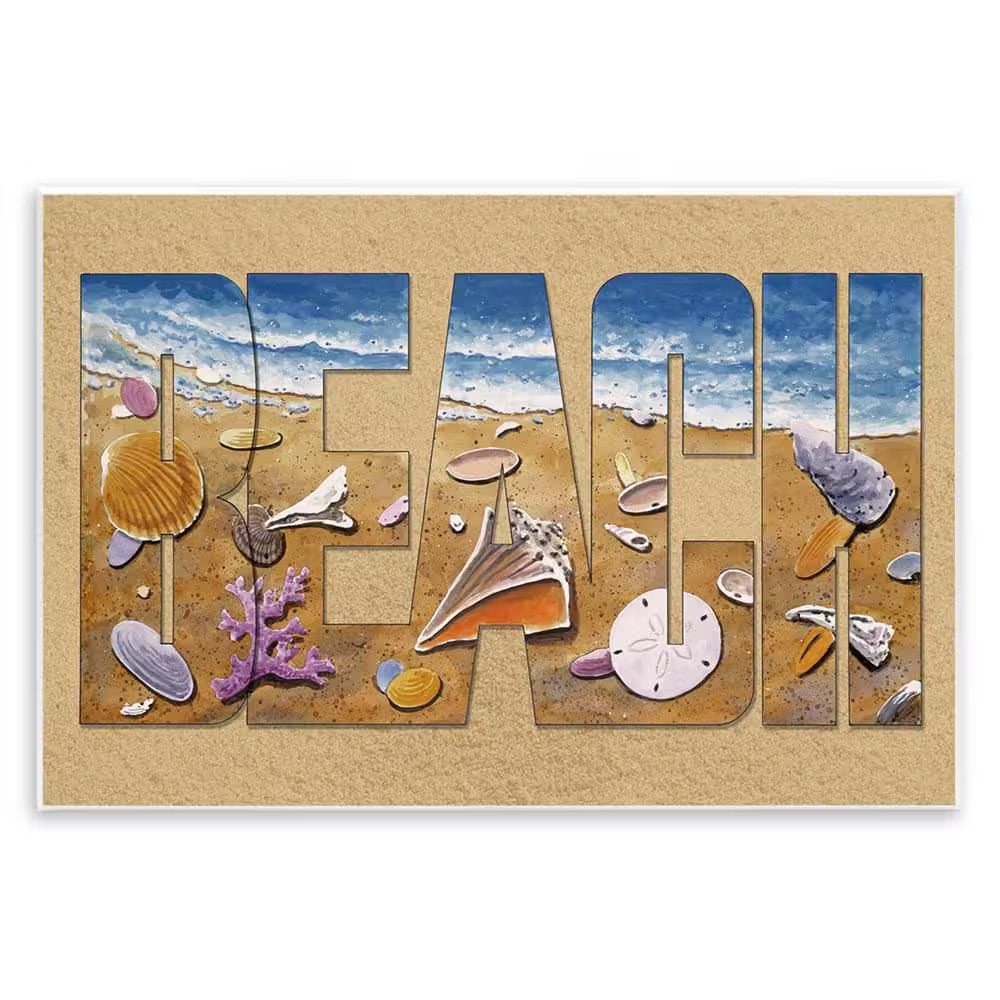 Outlined Beach Letters by Art Brands Holdings, LLC. Unframed Coastal Graphic Art