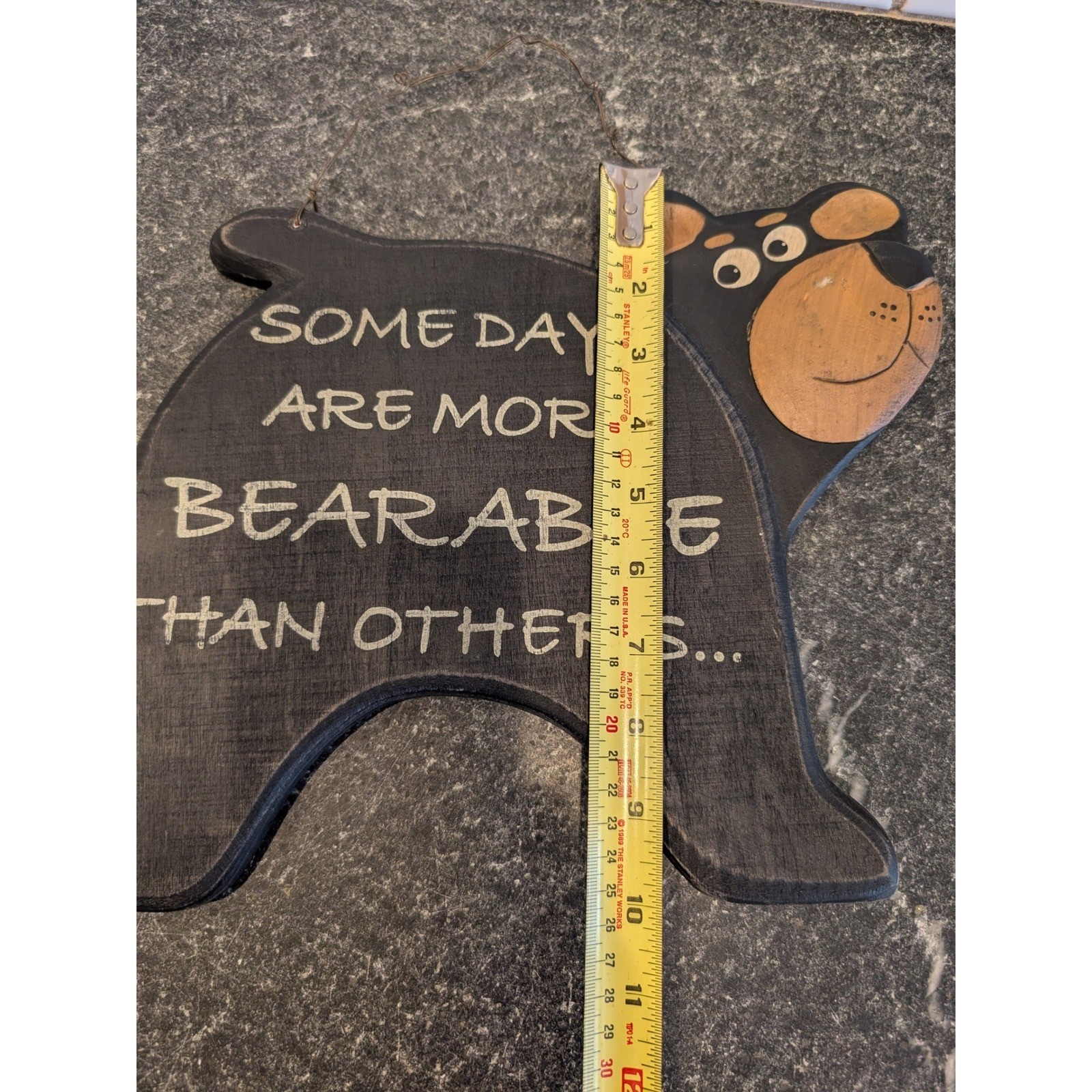 Rustic Wooden Black Bear Wall Sign Some Days Are More Bearable Than Others Pun