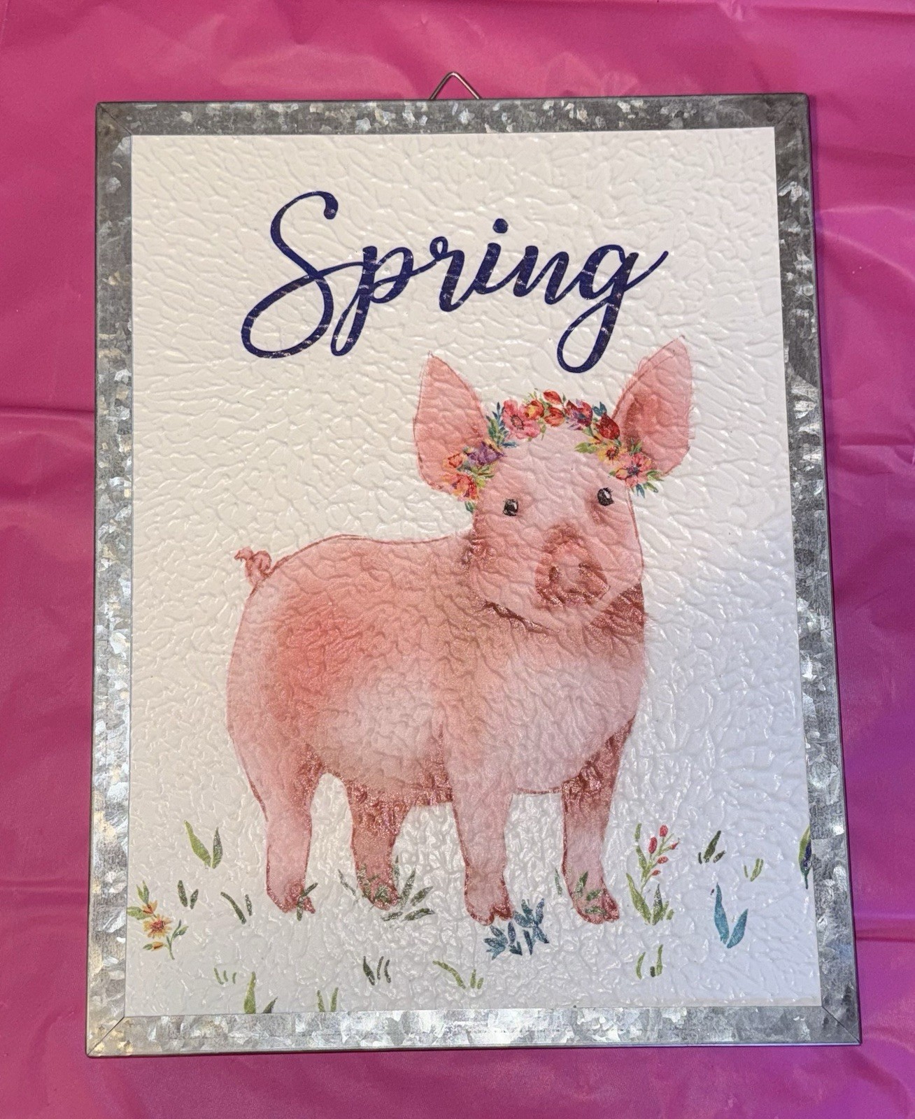 The Pioneer Woman Spring Pig Country Wood/Metal Wall Hanging Plaque 12in