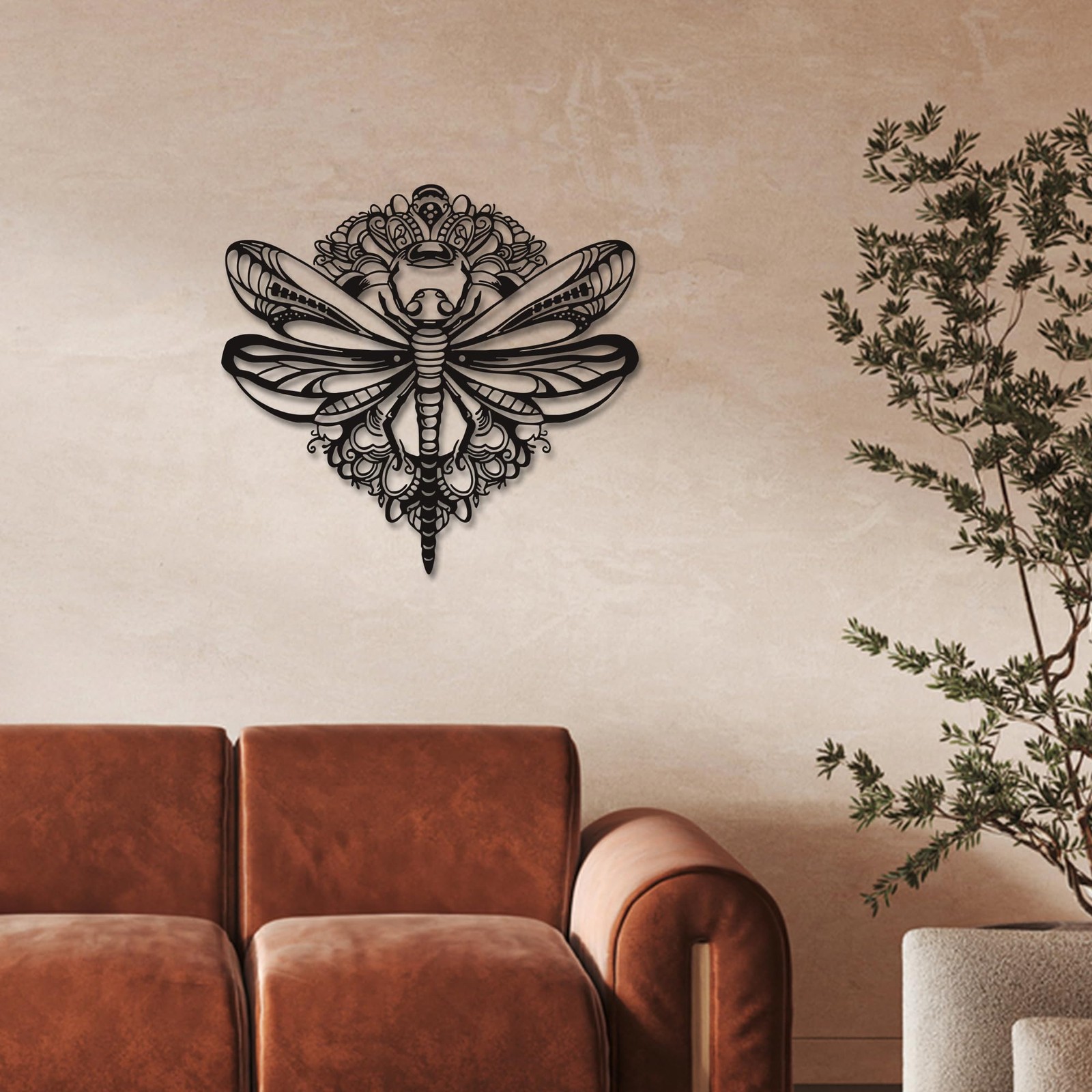 Rajukit Floral Dragonfly Metal Wall Art,Elegant Indoor/Outdoor Decor with Acc…