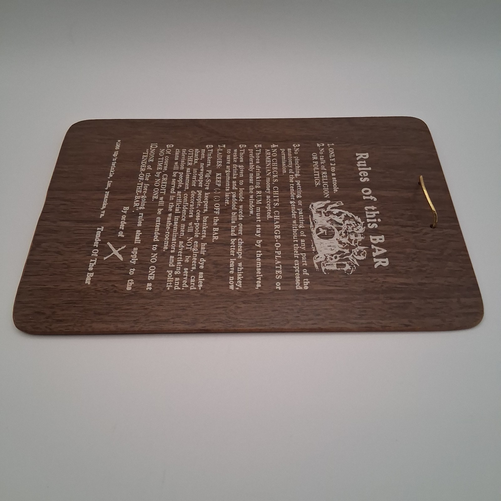 Vintage 60s Rules of This Bar Wooden Sign Plaque Funny 9″ X 6” Composite Wood