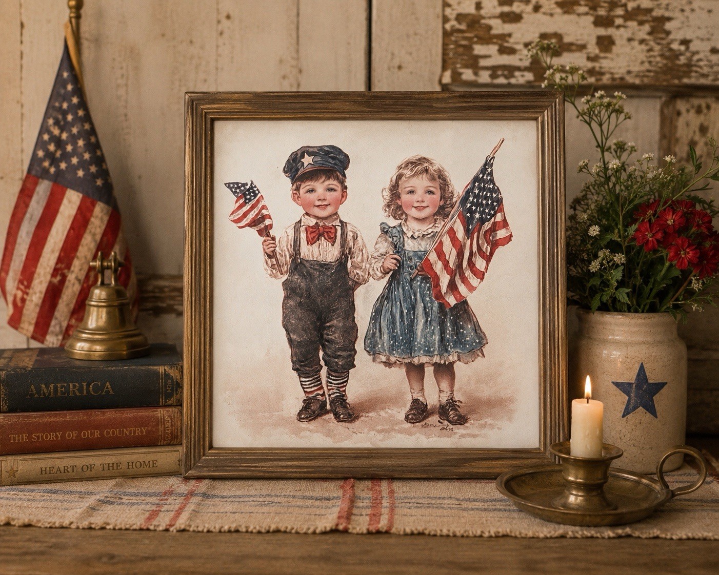 Patriotic Americana Children Wood Sign Decor 8×8 – New