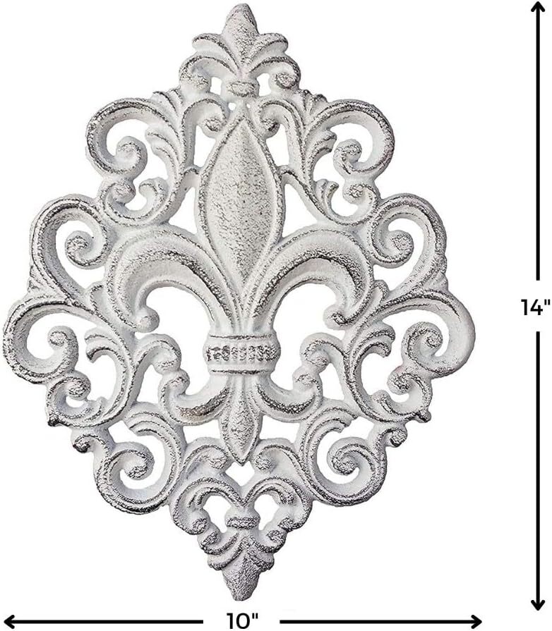 Lulu Decor, Cast Iron Fleur De Lis Wall Decoration Plaque, Antique Home Decor