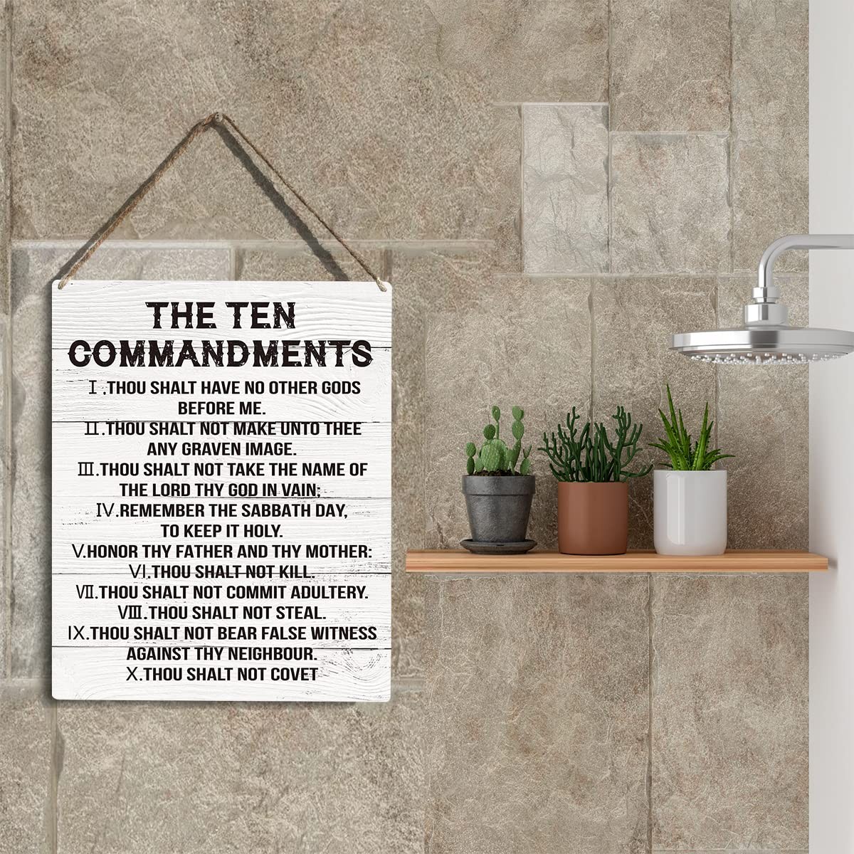 YCYD Inspirational Ten Commandments Wall Art,10 8×10 inches, Brown110