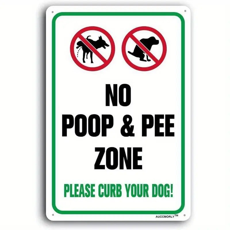 Yard Sign No Poop Pee Zone Metal Aluminum Sign Please Curb Dog Lawn