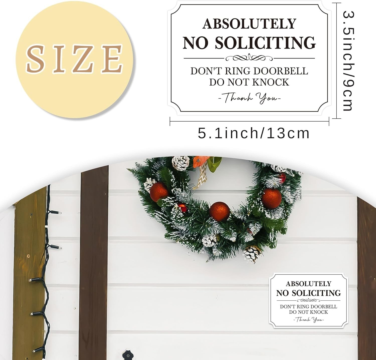 Durable No Soliciting Sticker, Self-Adhesive for Doors & Windows – 5.1×3.5 in
