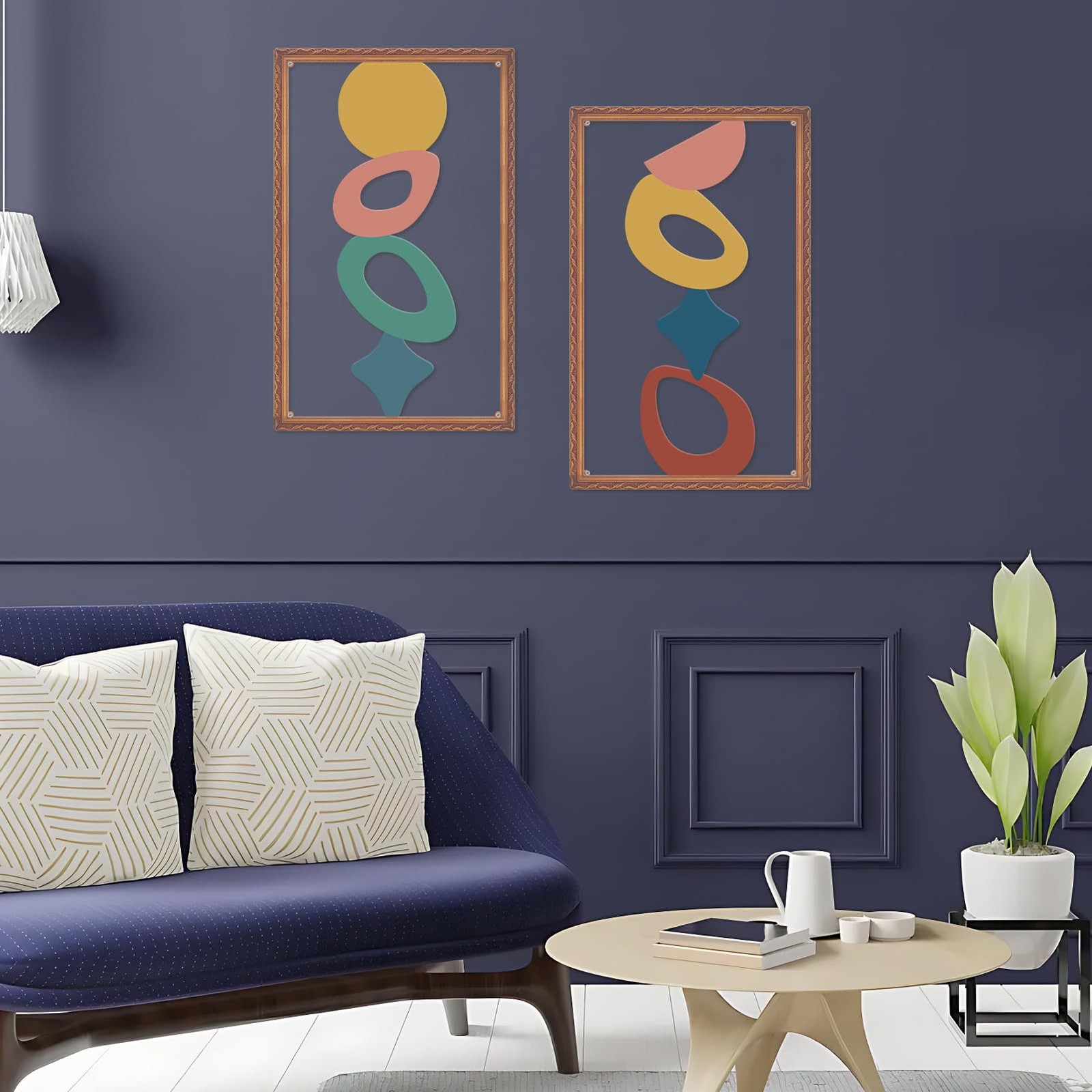 Colorful Minimalist Metallic Wood Grain Metal Abstract Wall Art Decor Sculpture