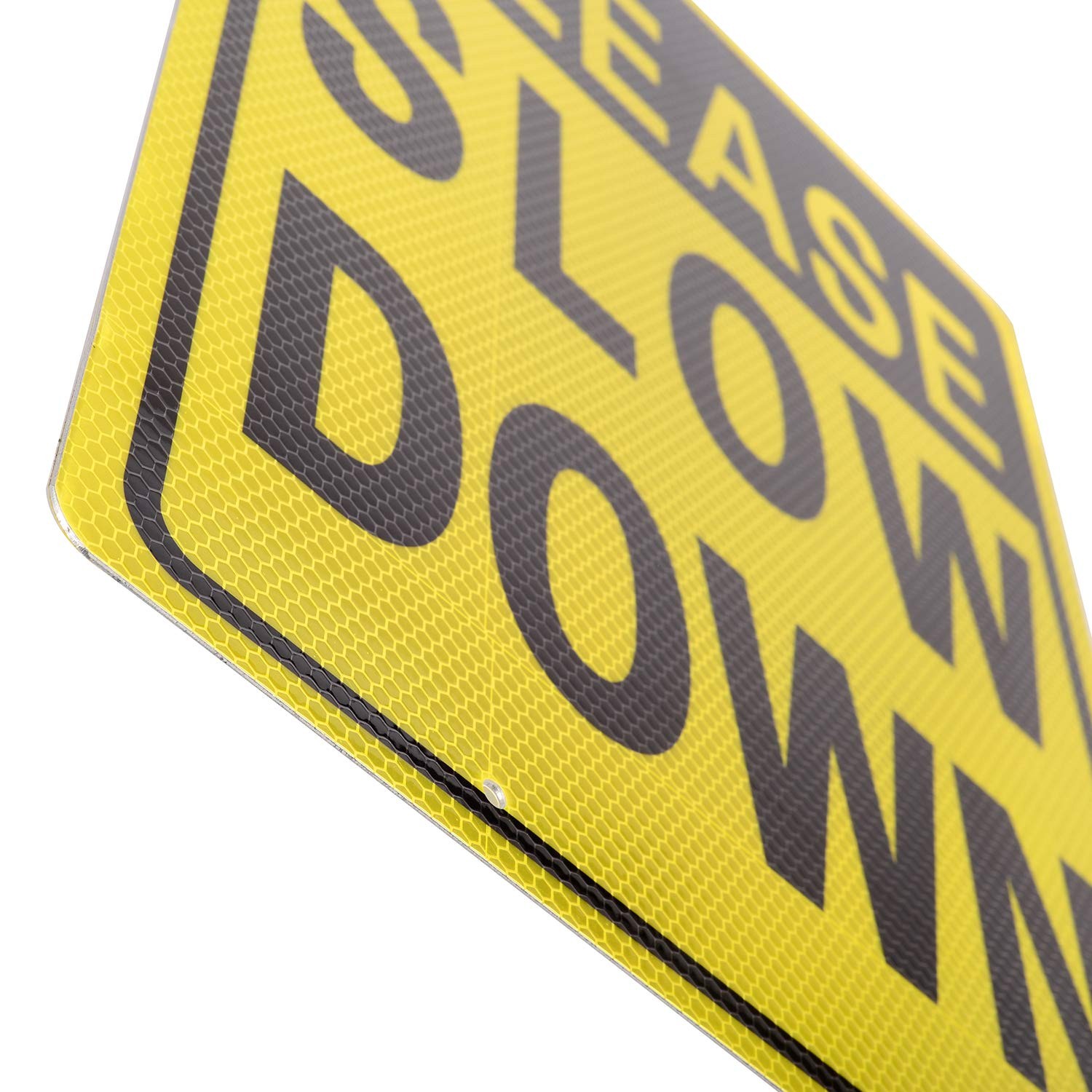 16×12 In Double Sided Aluminum Reflective Please Slow Down Yard Sign Rod