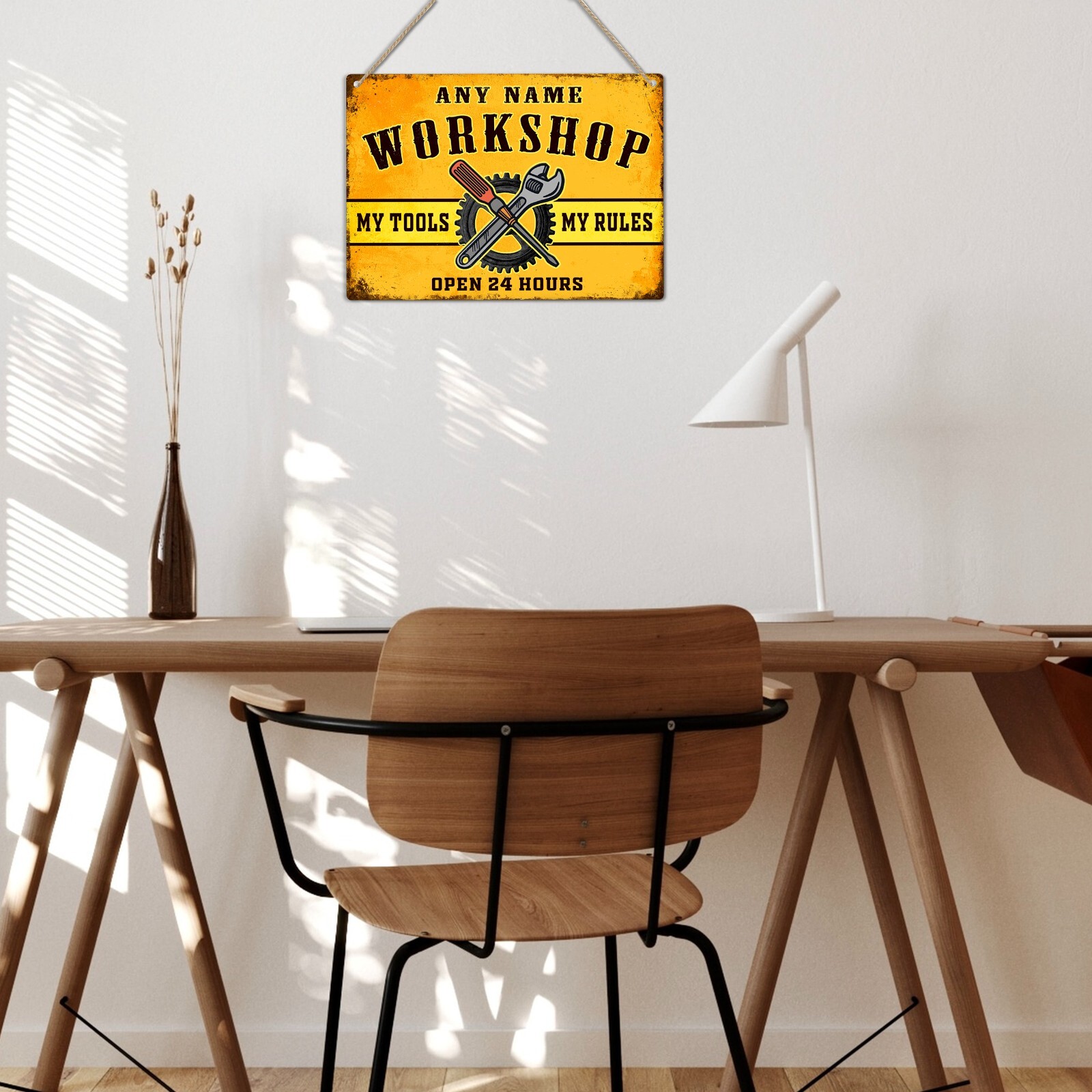 WORKSHOP PERSONALISED Retro Metal Tin Sign Wall Plaque Name Garage Man Cave Shed