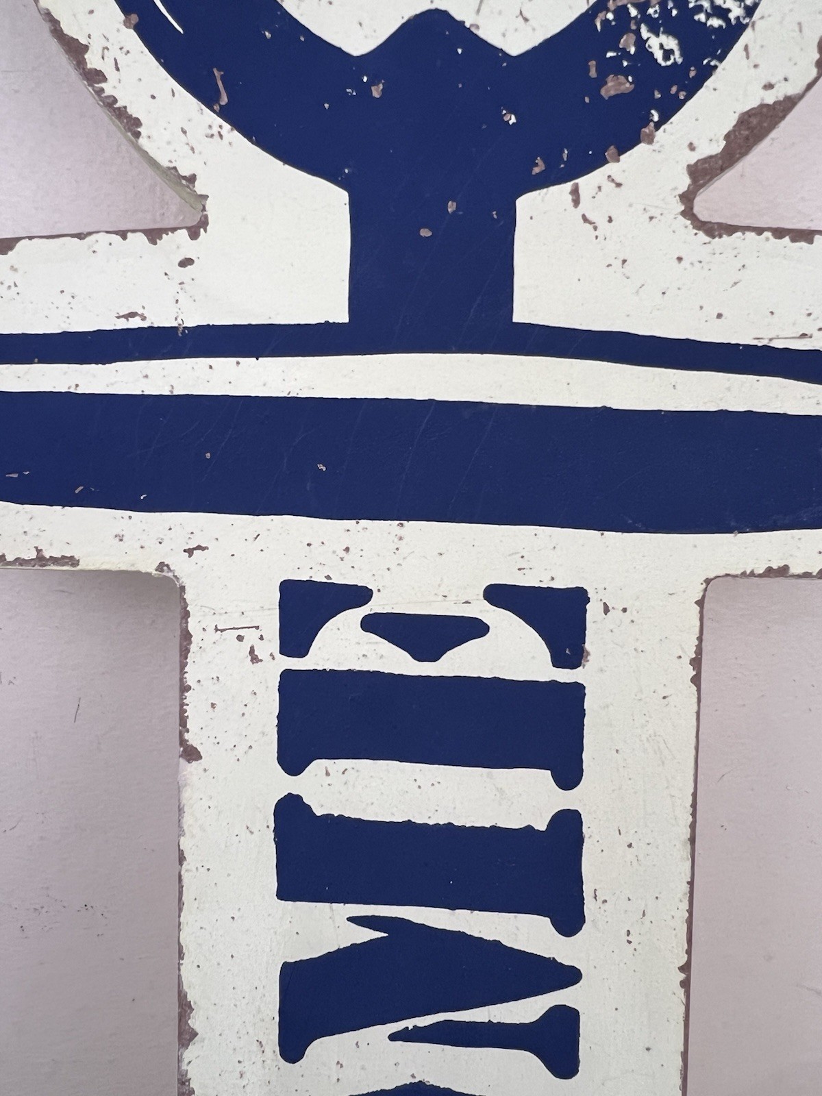 VTG Anchor Welcome Sign Solid Wood Blue White Patina Nautical Coastal 24″ x 19″