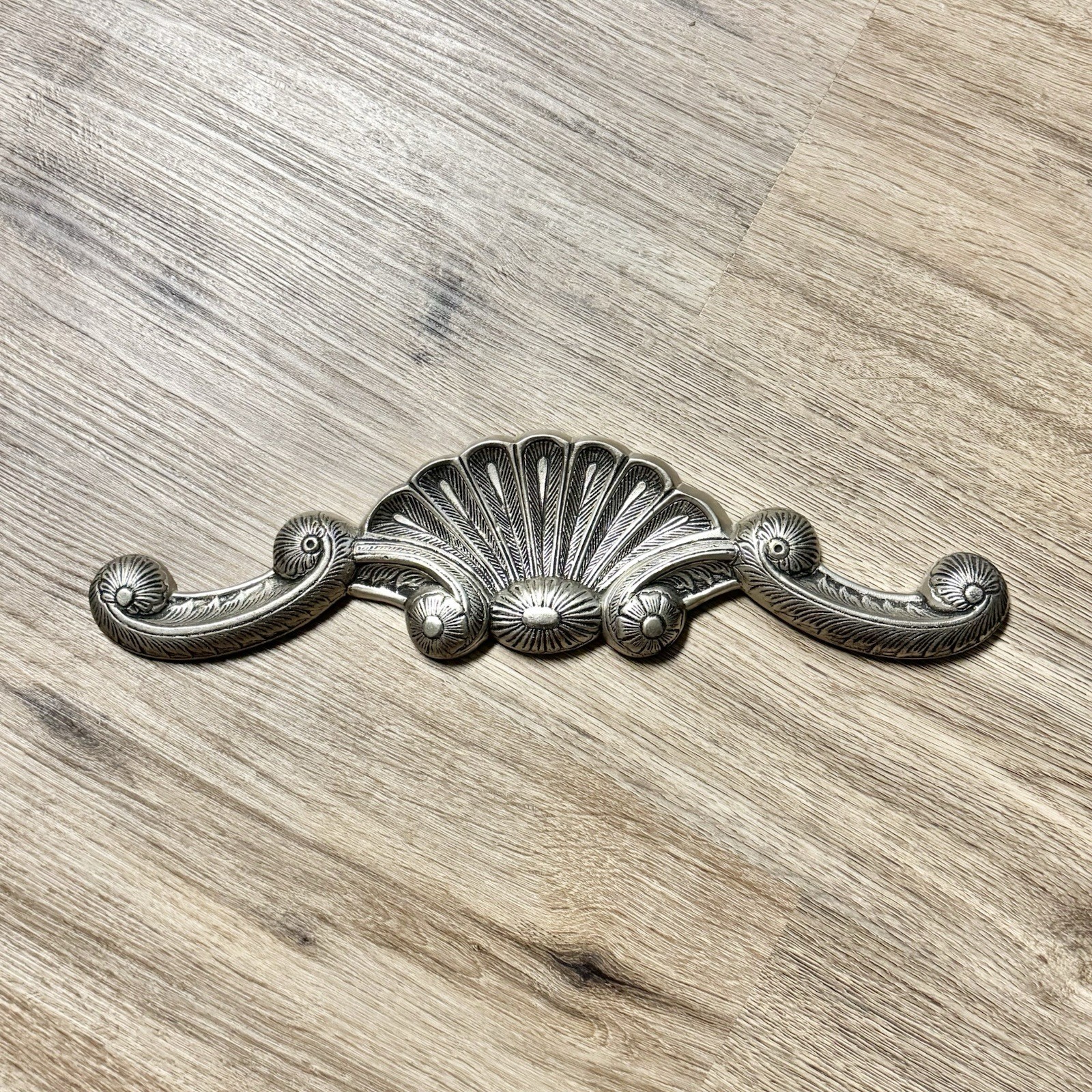 Vtg India Silver Metal Ornate Victorian Scroll Decorative Wall Hanging Decor