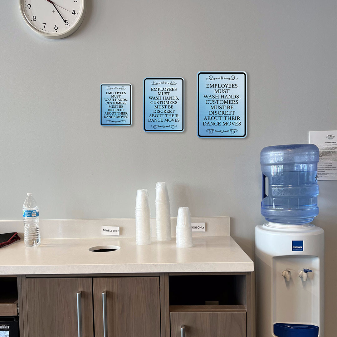 Portrait Round Plus Employees Must Wash Hands Wall or Door Sign