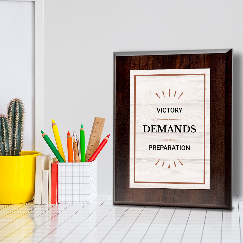 Victory Demands Preparation Decorative Wall Plaque With Easel Acrylic Stand