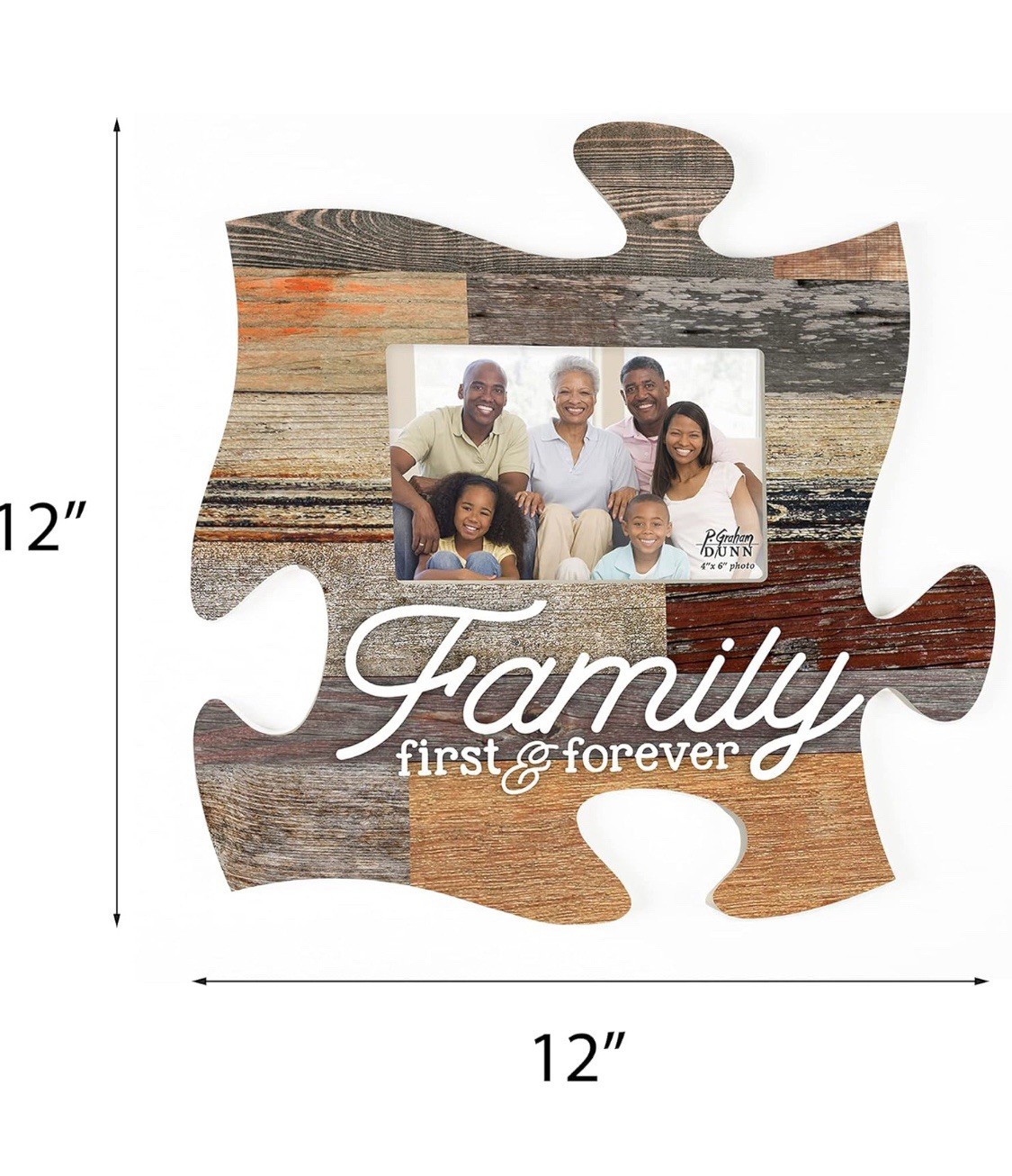 P. Graham Dunn Family Puzzle Piece Wall Mounted Photo Frame Plaque 12×12 PUF0266