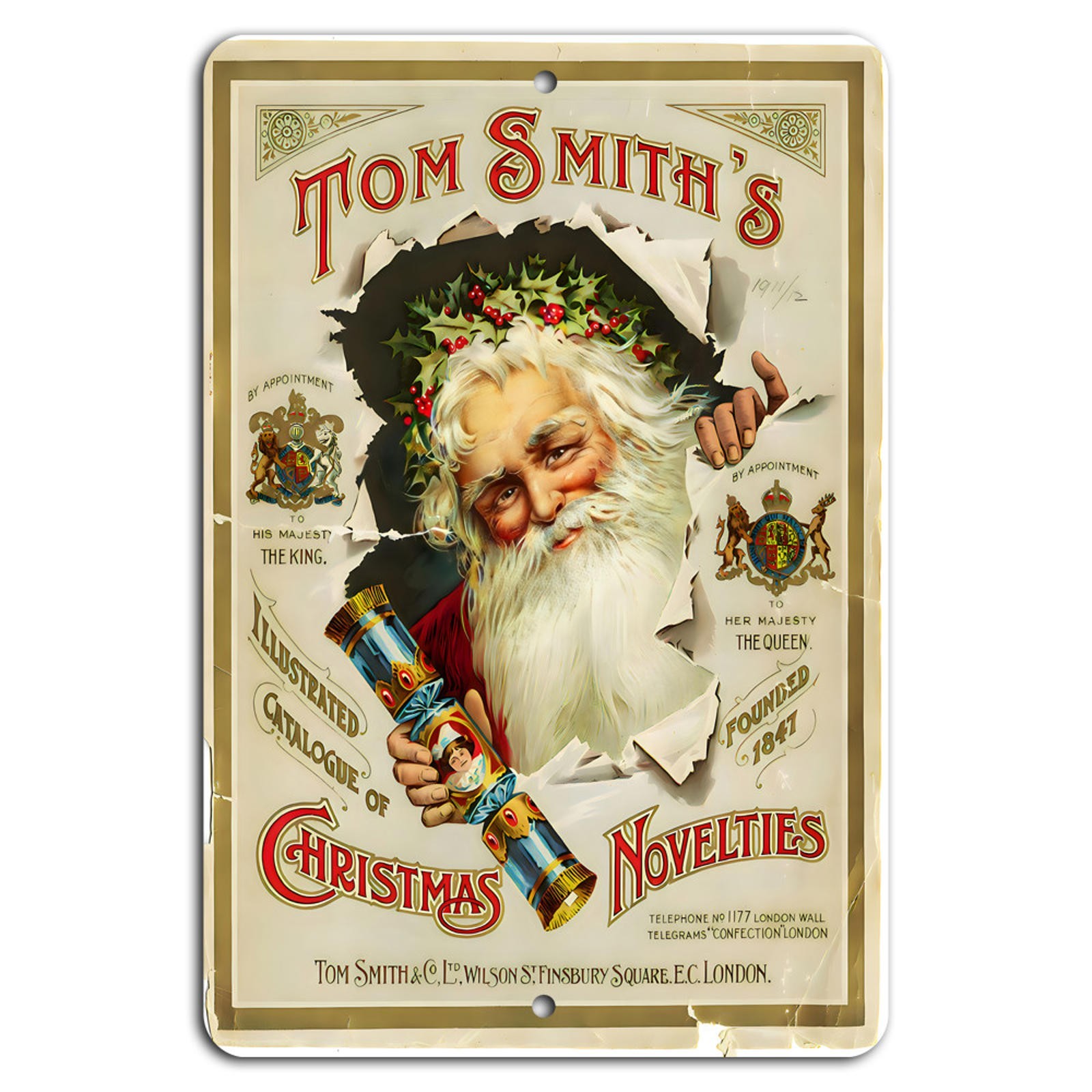 Vintage Christmas Sign BanginPrints Aluminum Metal Holiday Decorative
