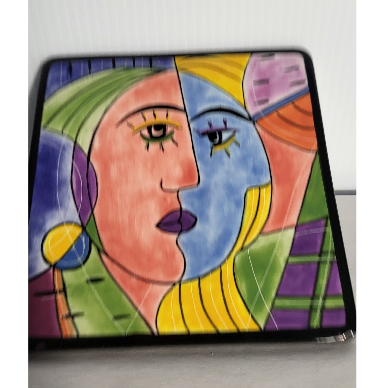 Muzeum Picasso Style Cubist Face Ceramic WallTile Plaque Art Decor Made In Chine