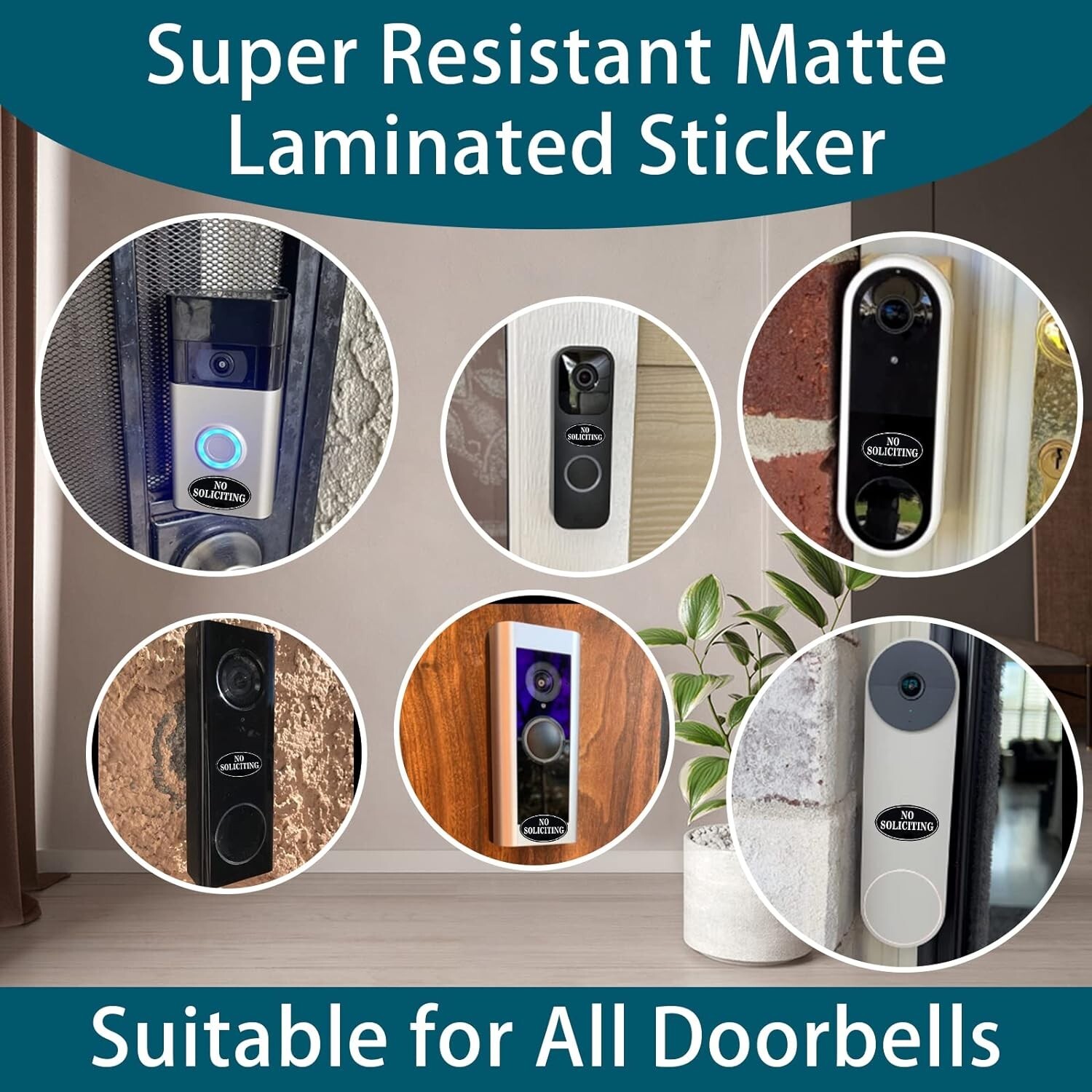 Small No Soliciting Sign for House6 Pack No Soliciting Stickers with Glow in …