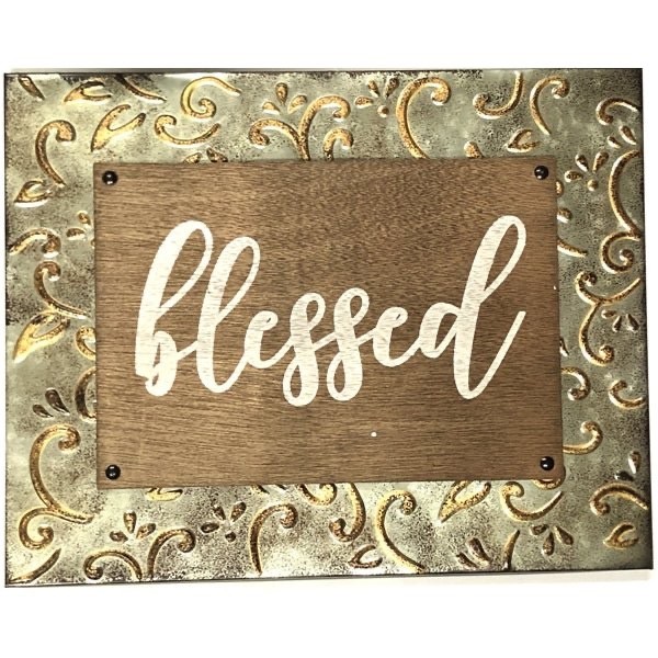 Brownlow Gifts Blessed Wood and Metal Embossed Wall Art Sign – 68316 (14″ X 11″)