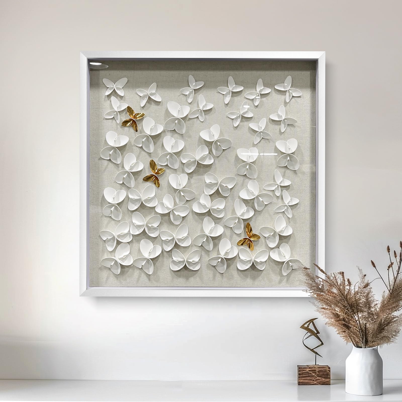 ​BrightA​ 3D Textured wall decorations, leather and metal-tinged golden and w…