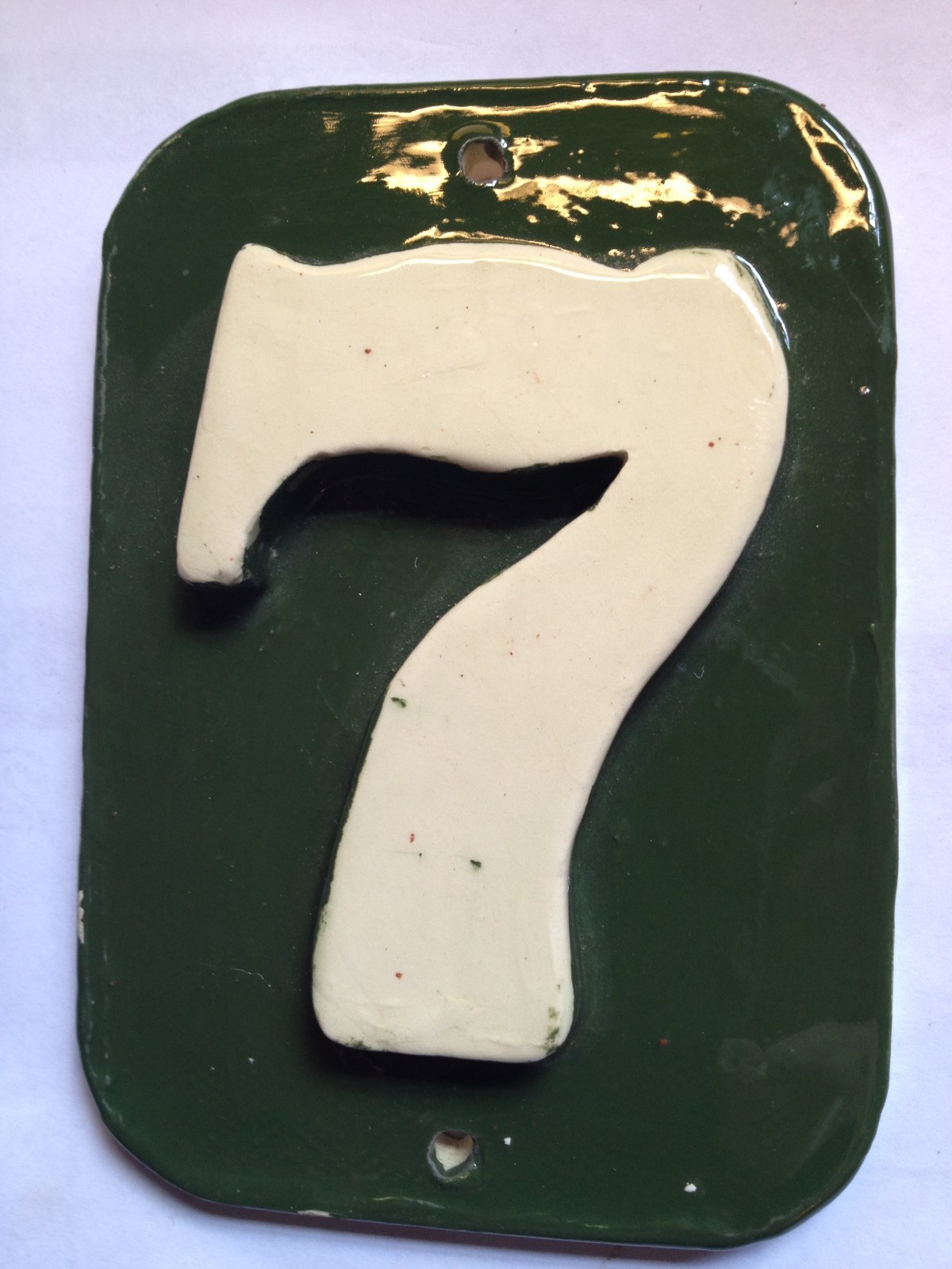 Custom Tile House Post numbers. 80 glaze options free shipping. Applewood Pot.