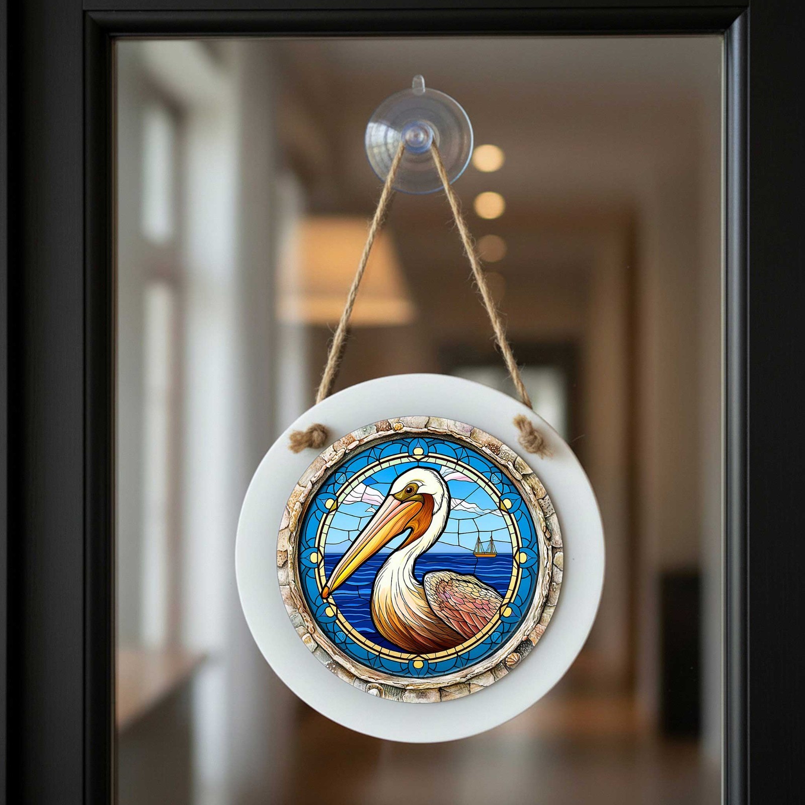 Pelican Door Sign – Small Wall or Window Hanging Wreath Accent Plaque 4.8 in