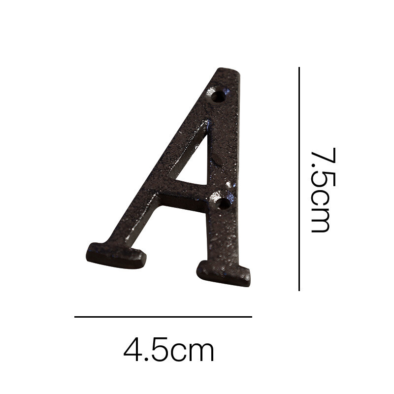Cast Wrought Iron Black Antique House Door Alphabet 26 Letters & 10 Numbers