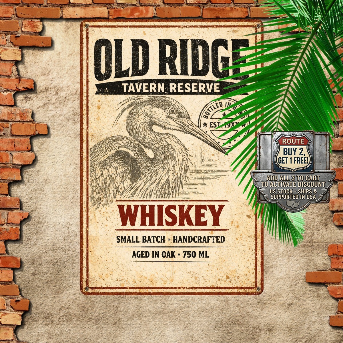 Wild Turkey 101 Bourbon Whiskey Art Metal Tin Sign 8×12