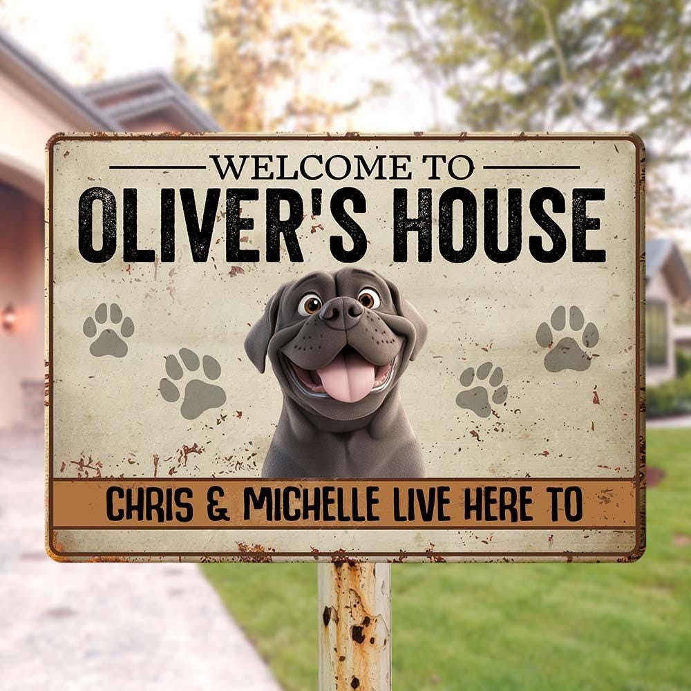 Personalized Welcome Metal Sign, Custom Dog Cat Decor, Funny Pet Lover Gift