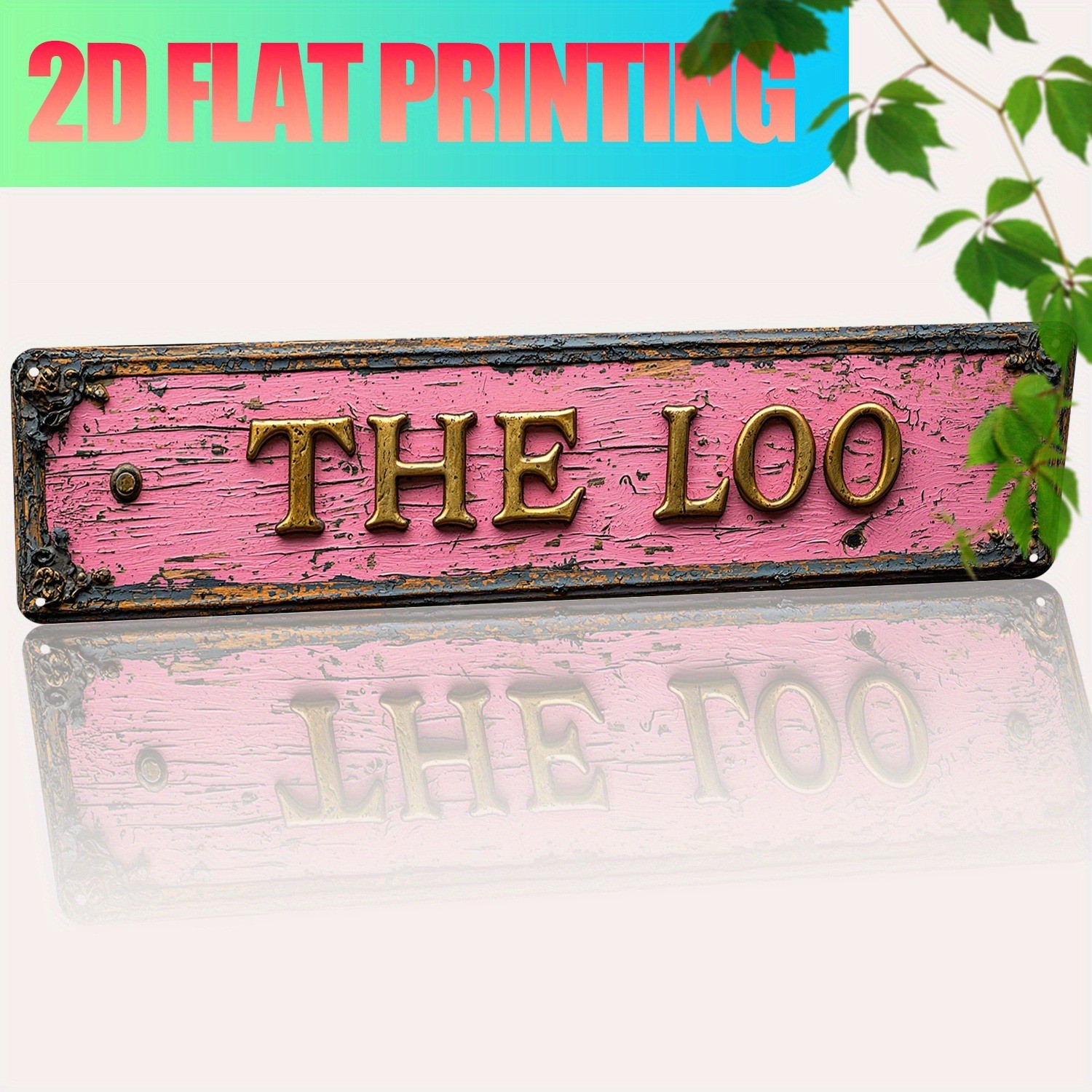Vintage The Loo Bathroom Tin Signs Retro Decor Home/Toilet Wall Art Pink Plaque