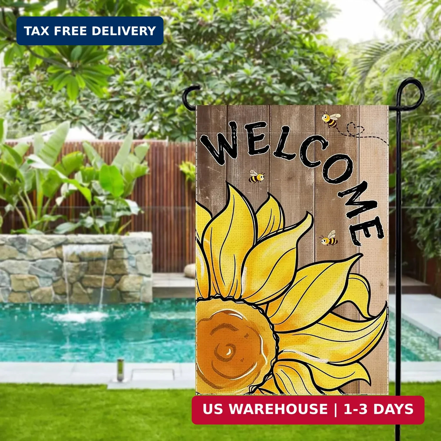 Summer Garden Flag Sunflower Welcome Small Flags for Outside, 12×18 Inch Bee Flo