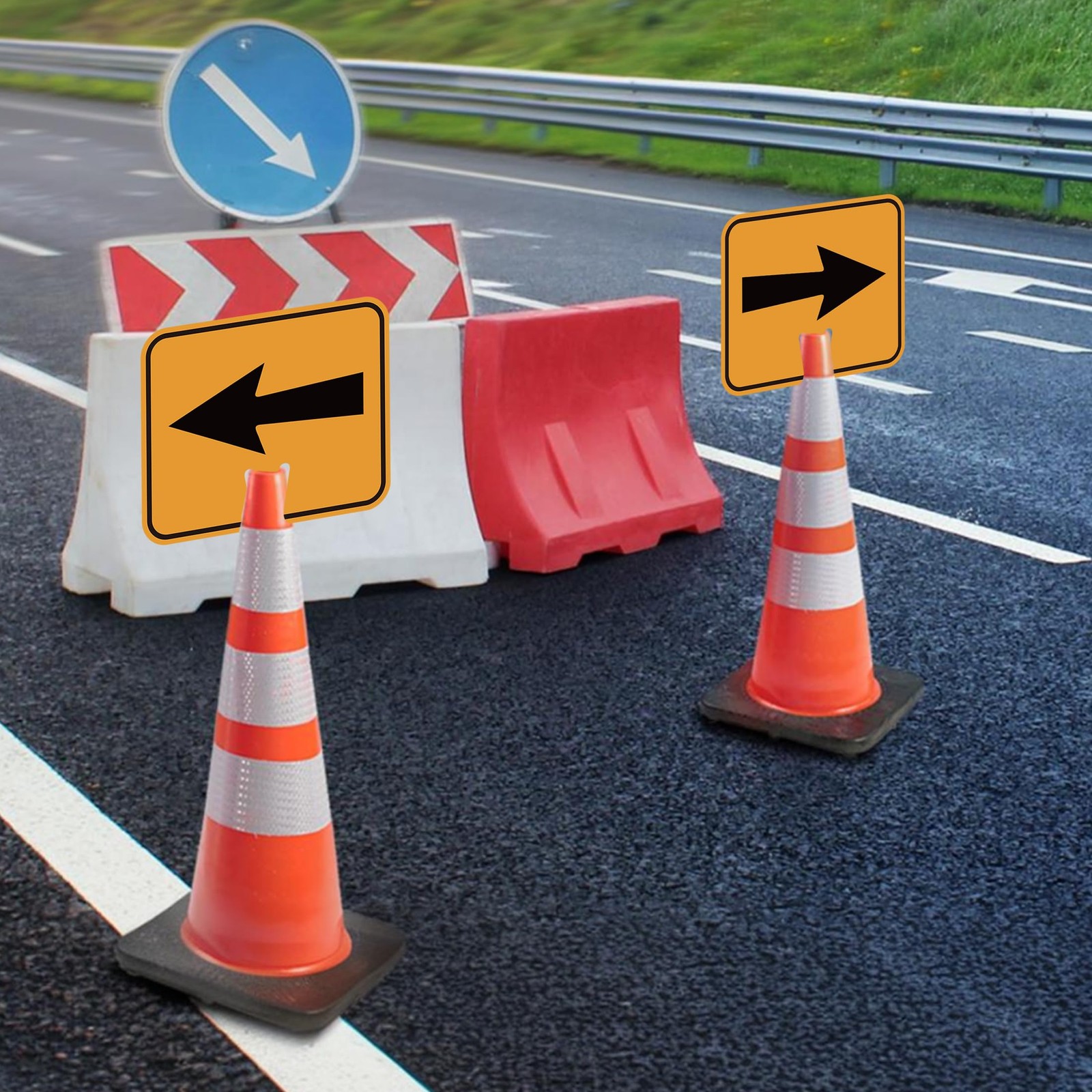 2PCS Traffic Arrow Detour Signs, Double-sided 12.6IN, Sign 024