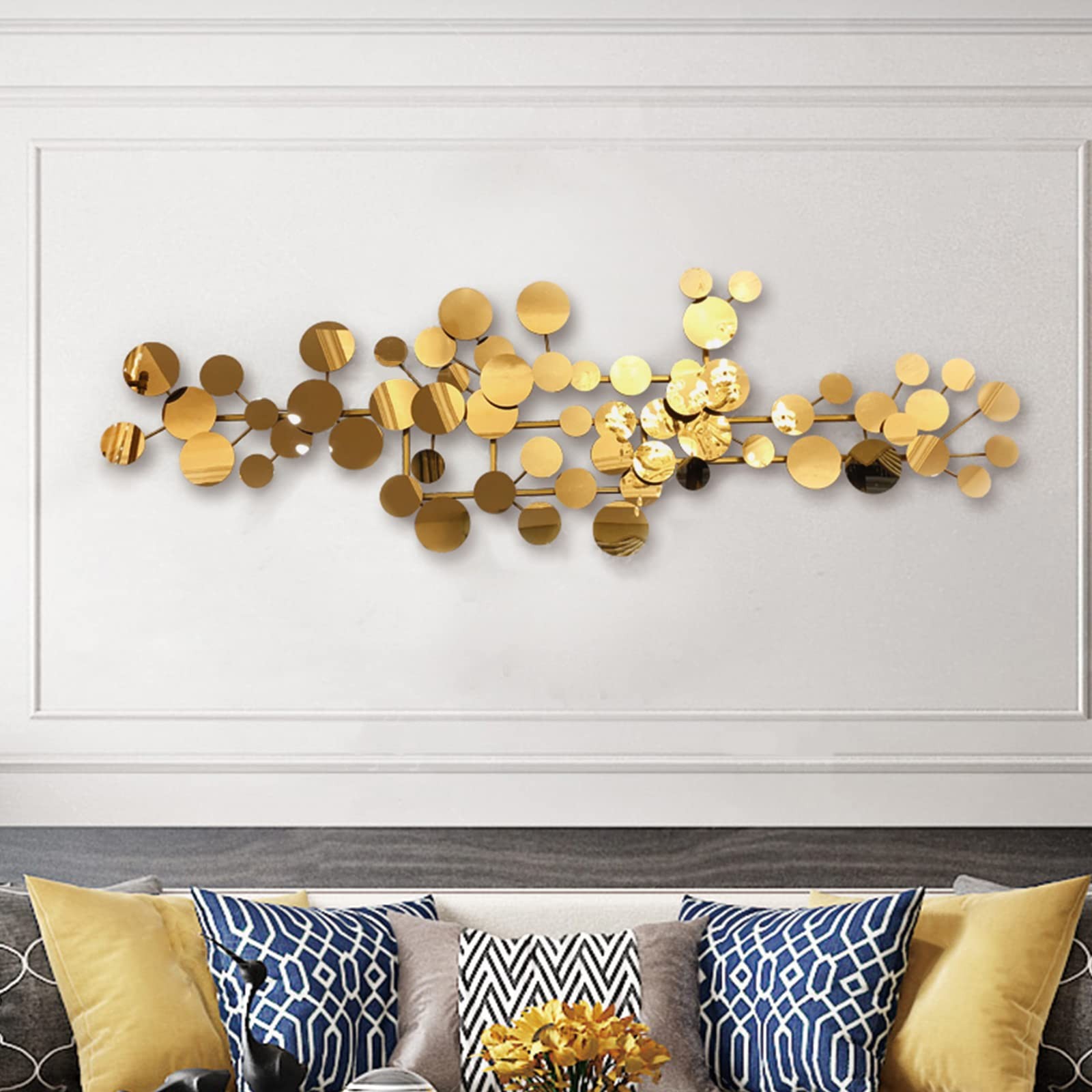 59″ Large Gold Metal Wall Art/Modern Geometric 3D Luxury Decor