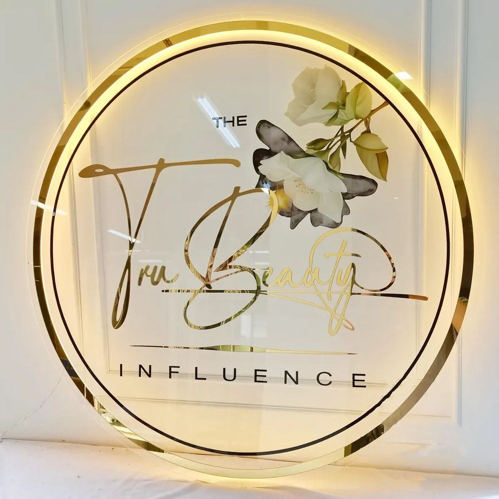 Custom Acrylic LED Halo Wall Sign| Backlit Business Wall Decor For Office, Salon