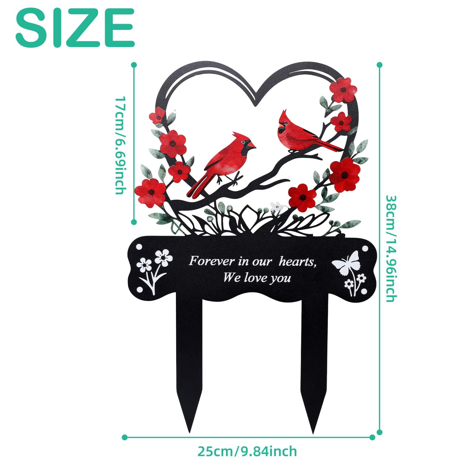 Cemetery Decorations for Grave Memorial Plaque Stake Grave Marker Cardinals