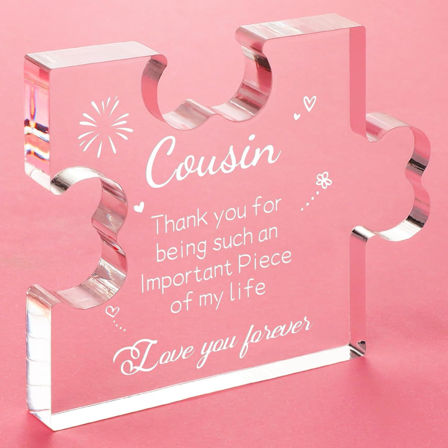 Cousin Gifts for Women Acrylic Plaque – Mothers Day Graduation Christmas Valenti
