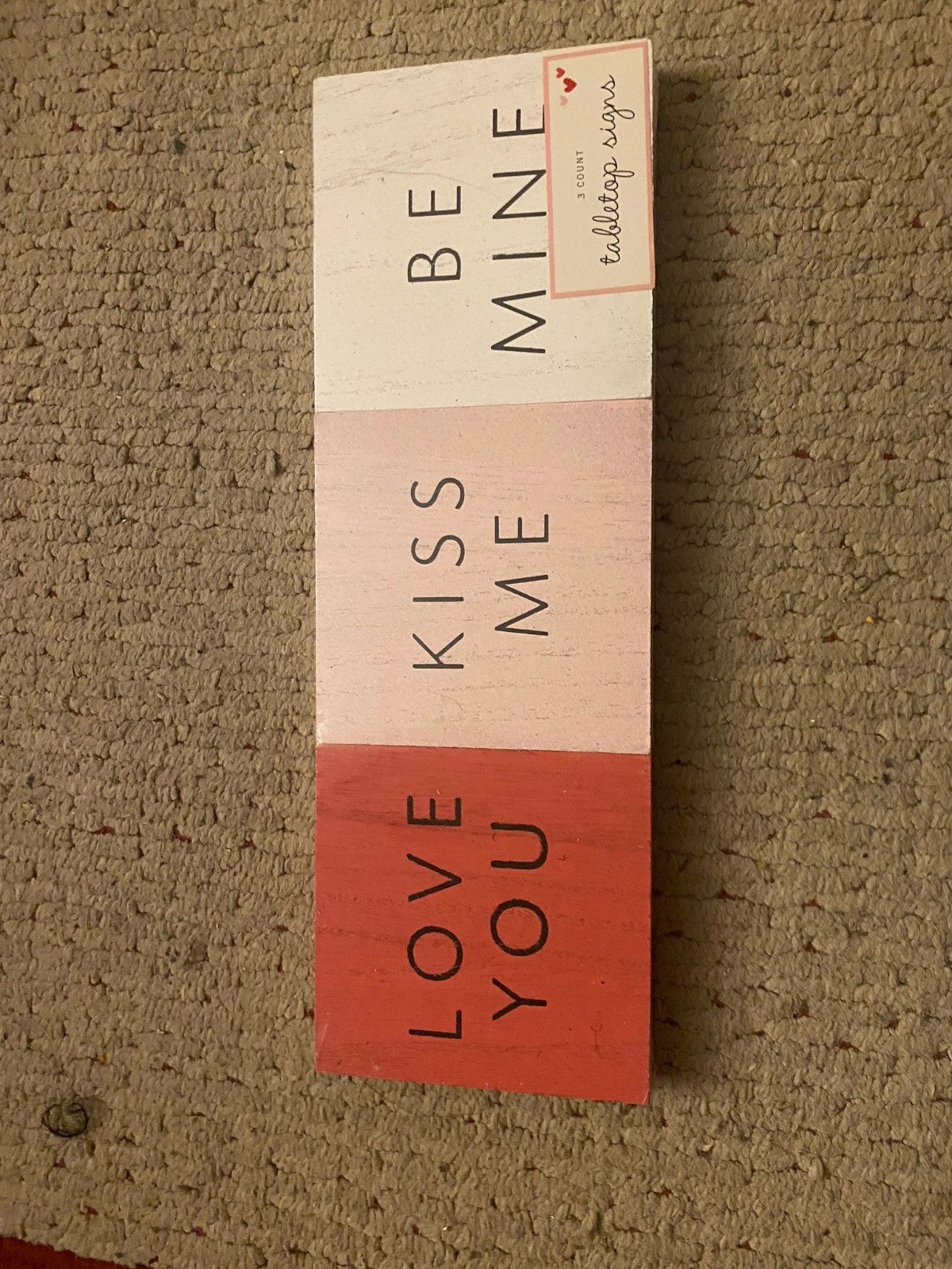 3 Count Pink Wood Table Top Signs