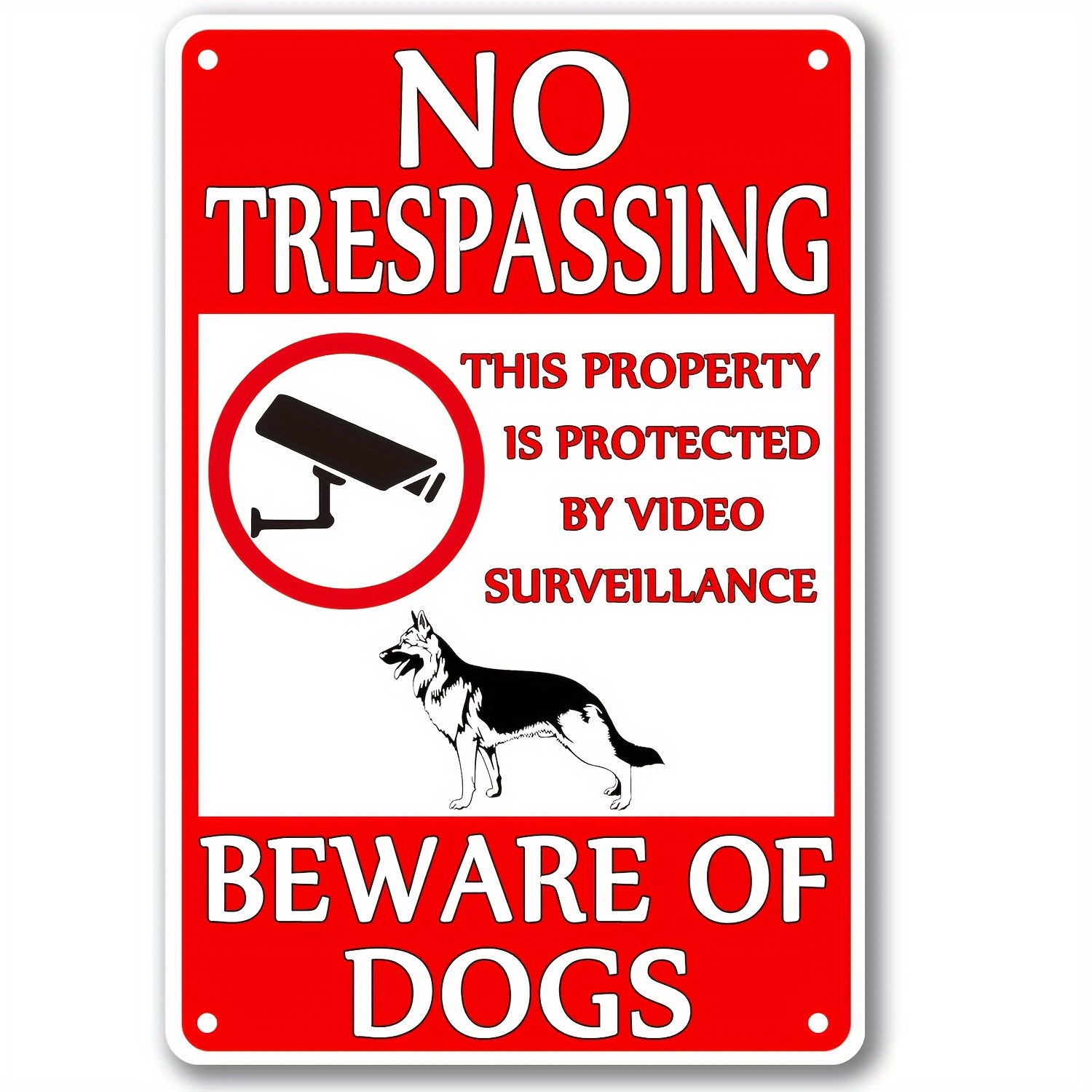No Trespassing Sign Beware of Dogs Metal Warning Tin Sign for Property Security